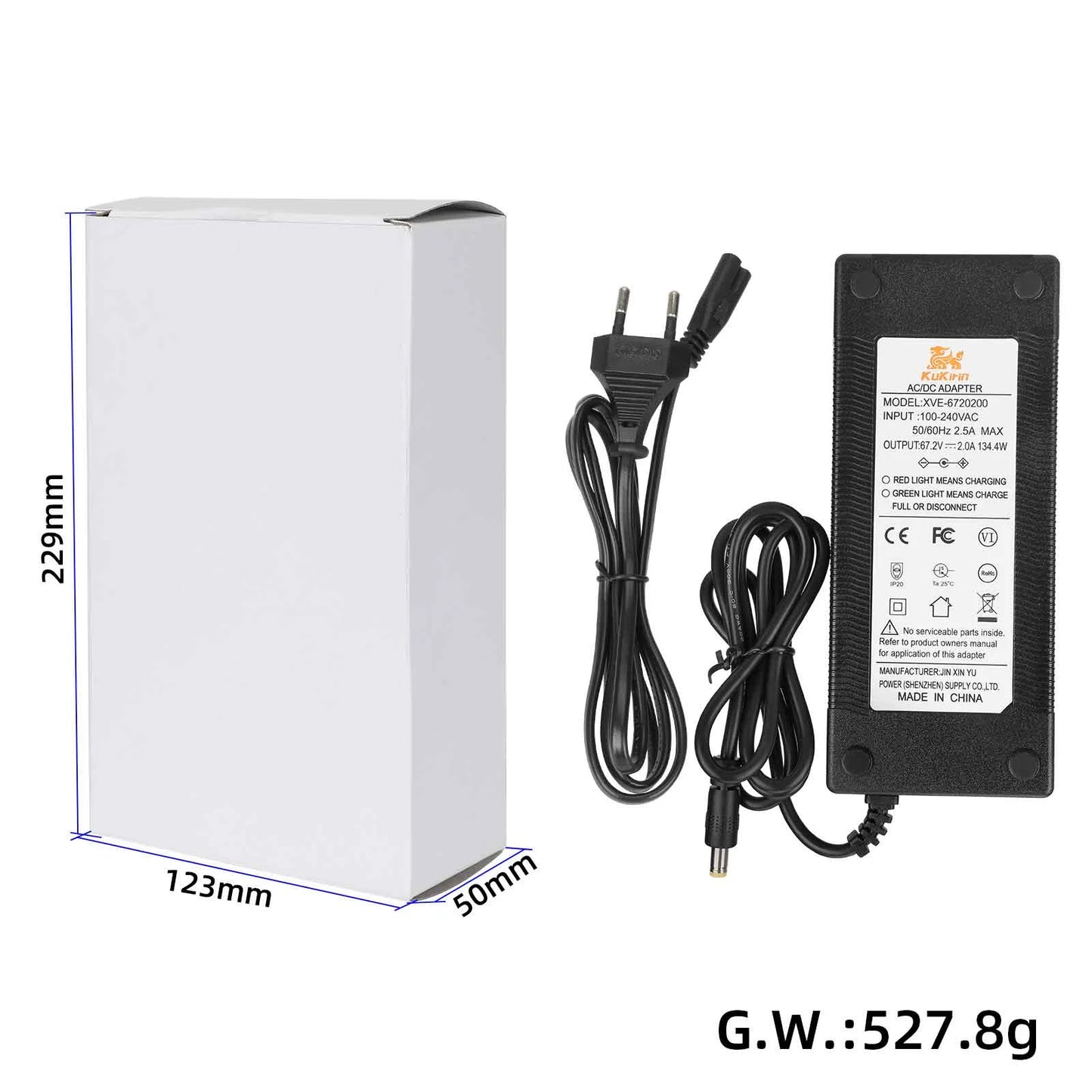 Kukirin 67.2V2.0A DC2.1 chargeur pour Kukirin G4 avec prise EU