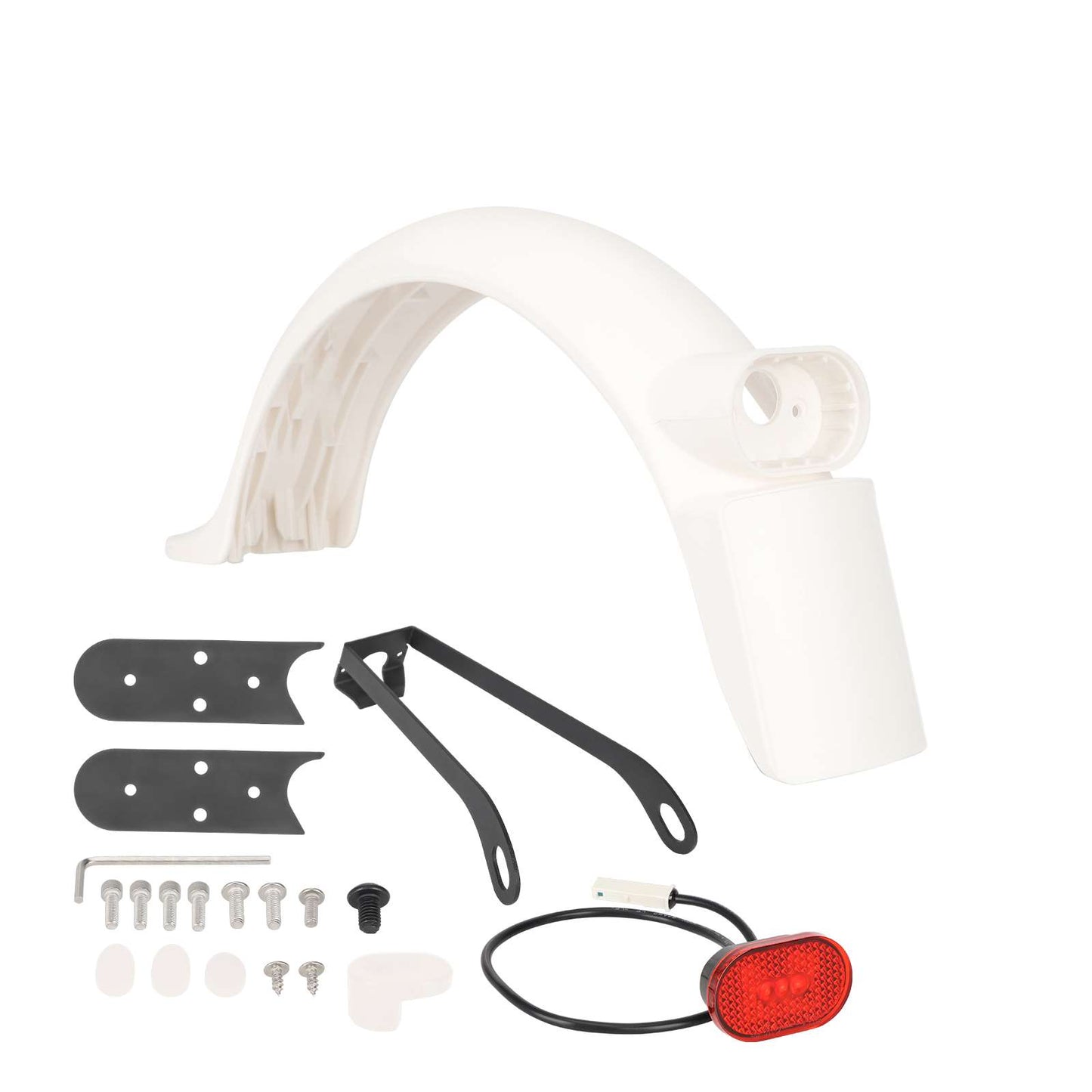 Blanc garde-boue arrière kit avec light, metal bracket et crochet pour M365 Pro/Pro2 trottinette