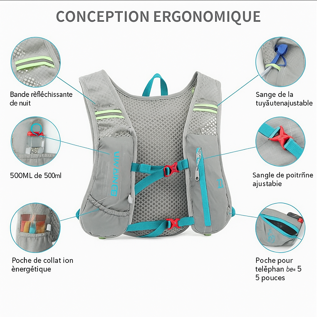 Sac à dos de course sur sentier Marathon en plein air, léger, randonnée, petit sac d'alpinisme professionnel