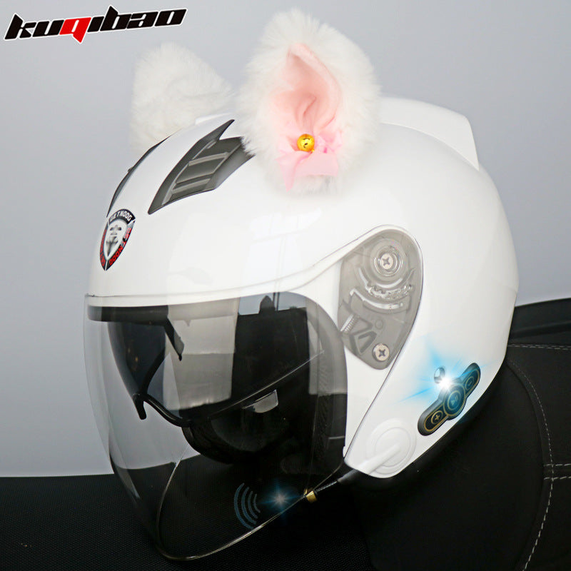 Conduite cool Trésor Bluetooth Demi-casque Casque Moto Personnalité Décoration Cor Lapin, Arc de lapin, Longue autonomie Bonne qualité sonore