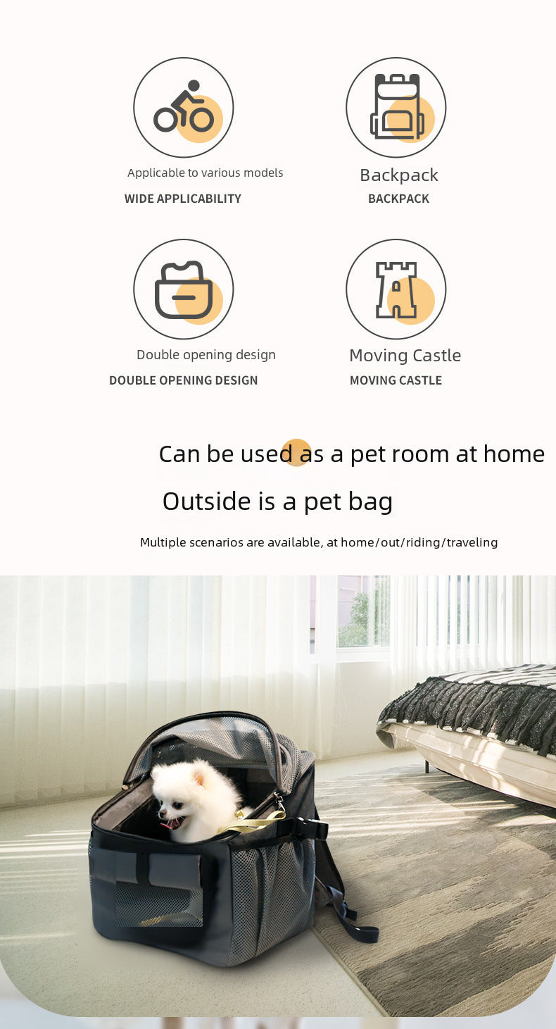 Sac de voiture à dégagement rapide pour animaux de compagnie, sac pour chat, sac à dos, sac spatial, fournitures pour animaux de compagnie, sac de vélo pliable portable