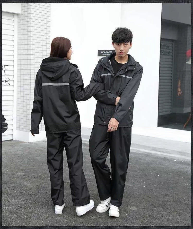 Veste anti-pluie, ensemble pantalon de pluie, vêtements pour adultes, conduite en vélo électrique, épaissie réfléchissante à double couche sur tout le corps