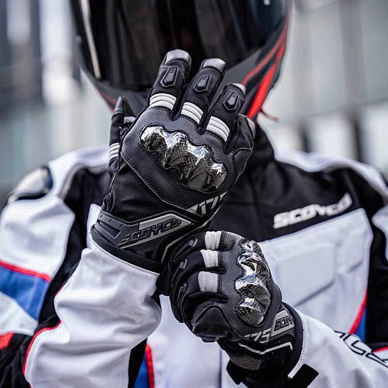 Gants en fibre de carbone pour motocyclettes de course MC175WP Protection anti-chute pour la conduite Confortable, transpirable et durable Hommes et femmes Pulse