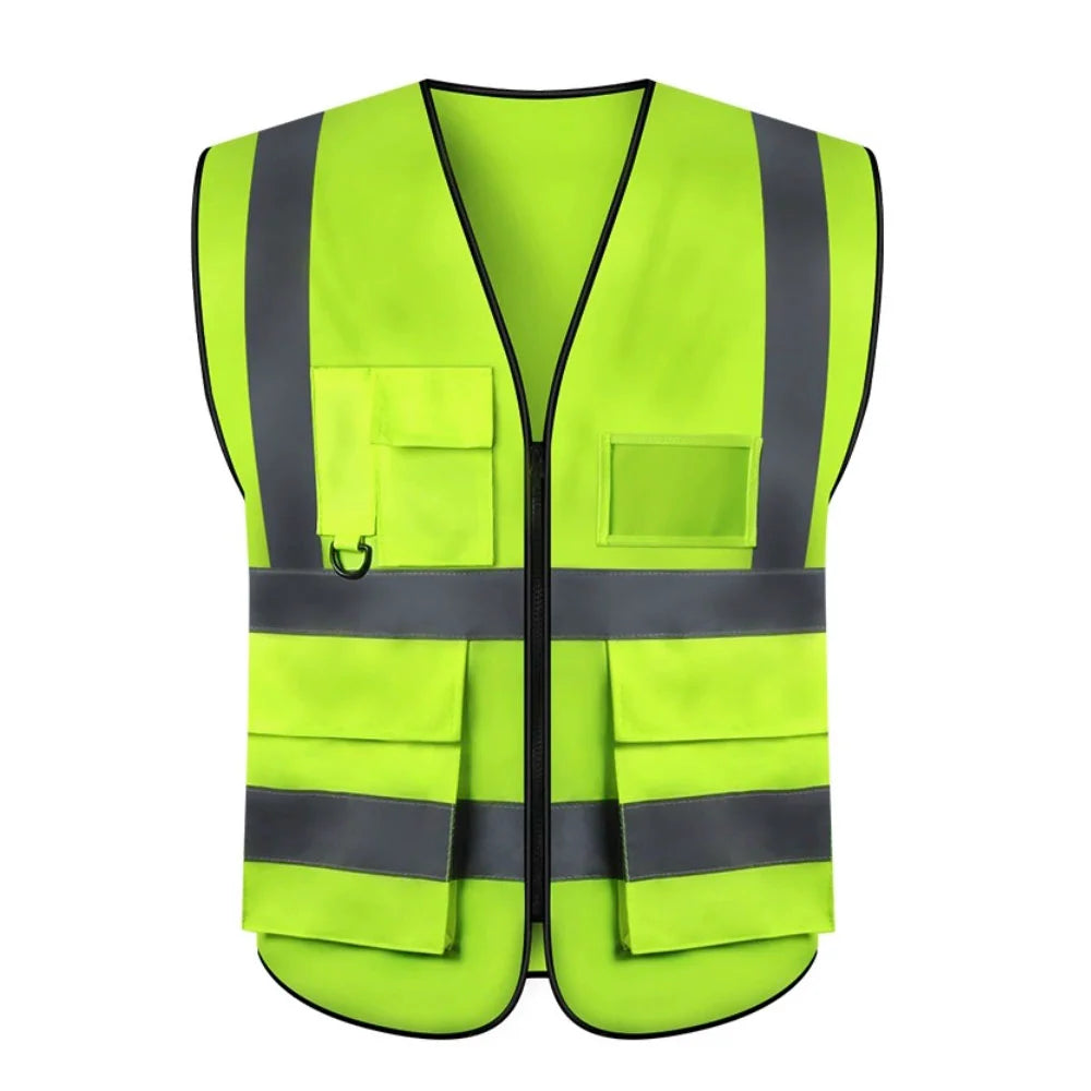 Vert fluorescent mesh réfléchissant vest avec Pockets