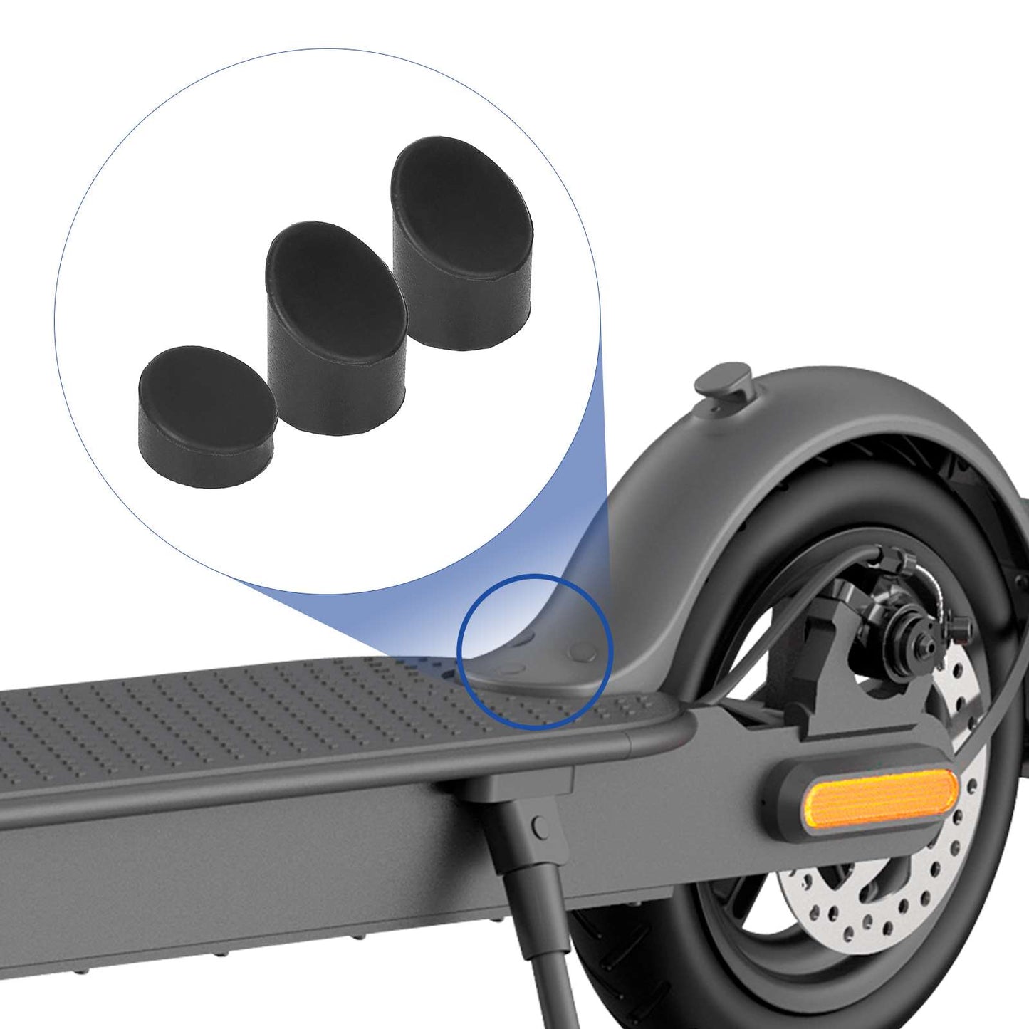 Noir silicone prise Cap pour vis of garde-boue arrière pour M365