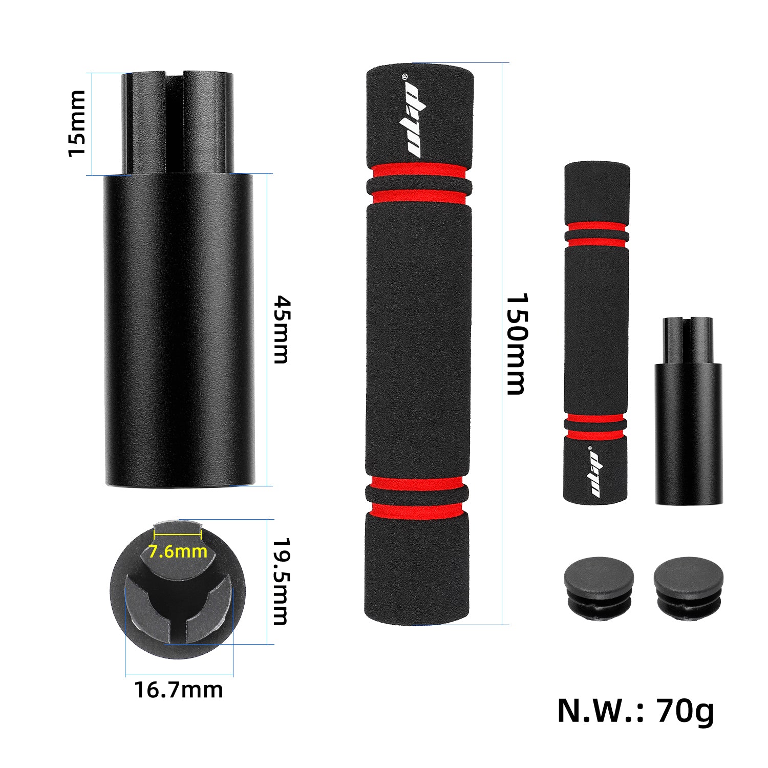 Noir Ulip guidon extender kit sans light pour xiaomi et Ninebot ES series trottinettes