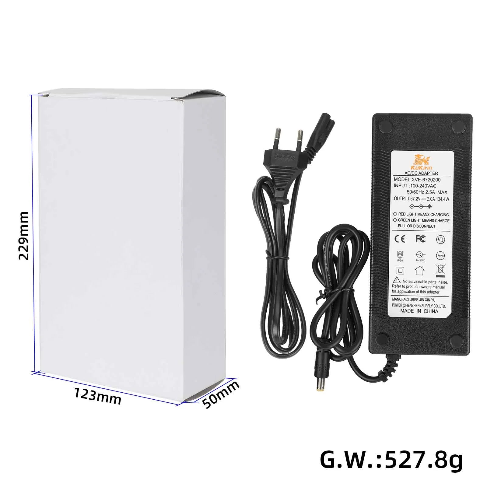 Kukirin 67.2V2.0A DC2.1 chargeur pour Kukirin G4 avec prise EU