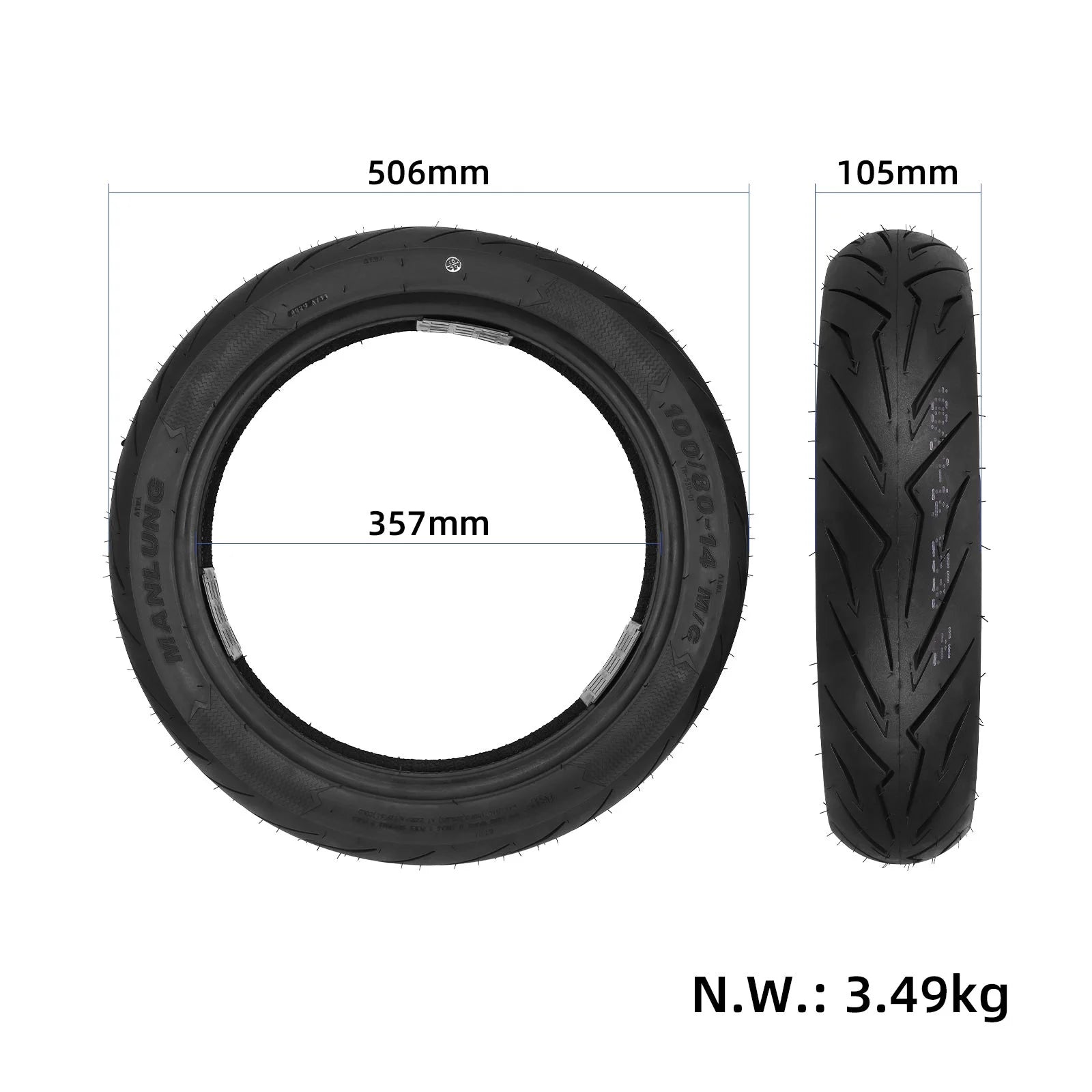 100/80-14 pneu tubeless(TH-530)