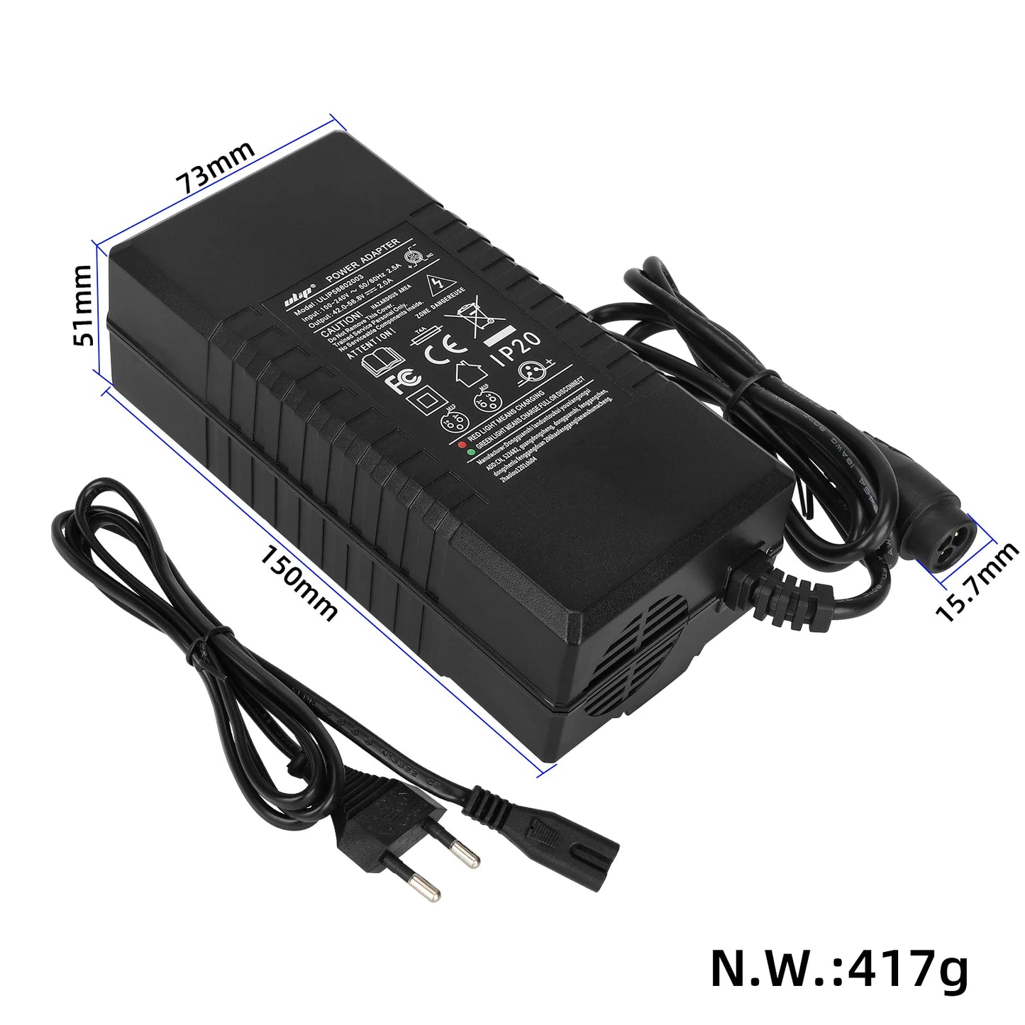 Ulip 58.8V2A chargeur avec grand LP16-3P embout(prise EU)