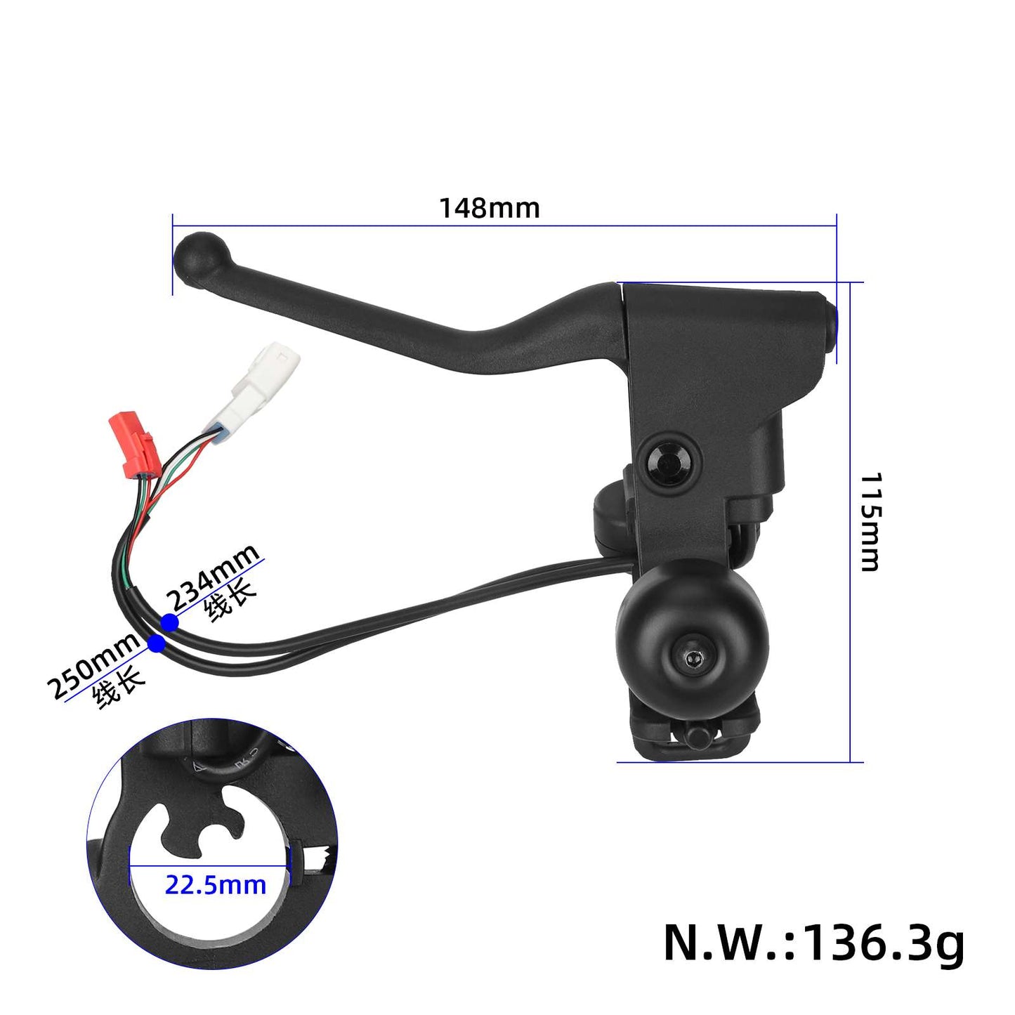 Original left brake lever avec side bell et steering buttons pour Xiaomi Elite trottinette