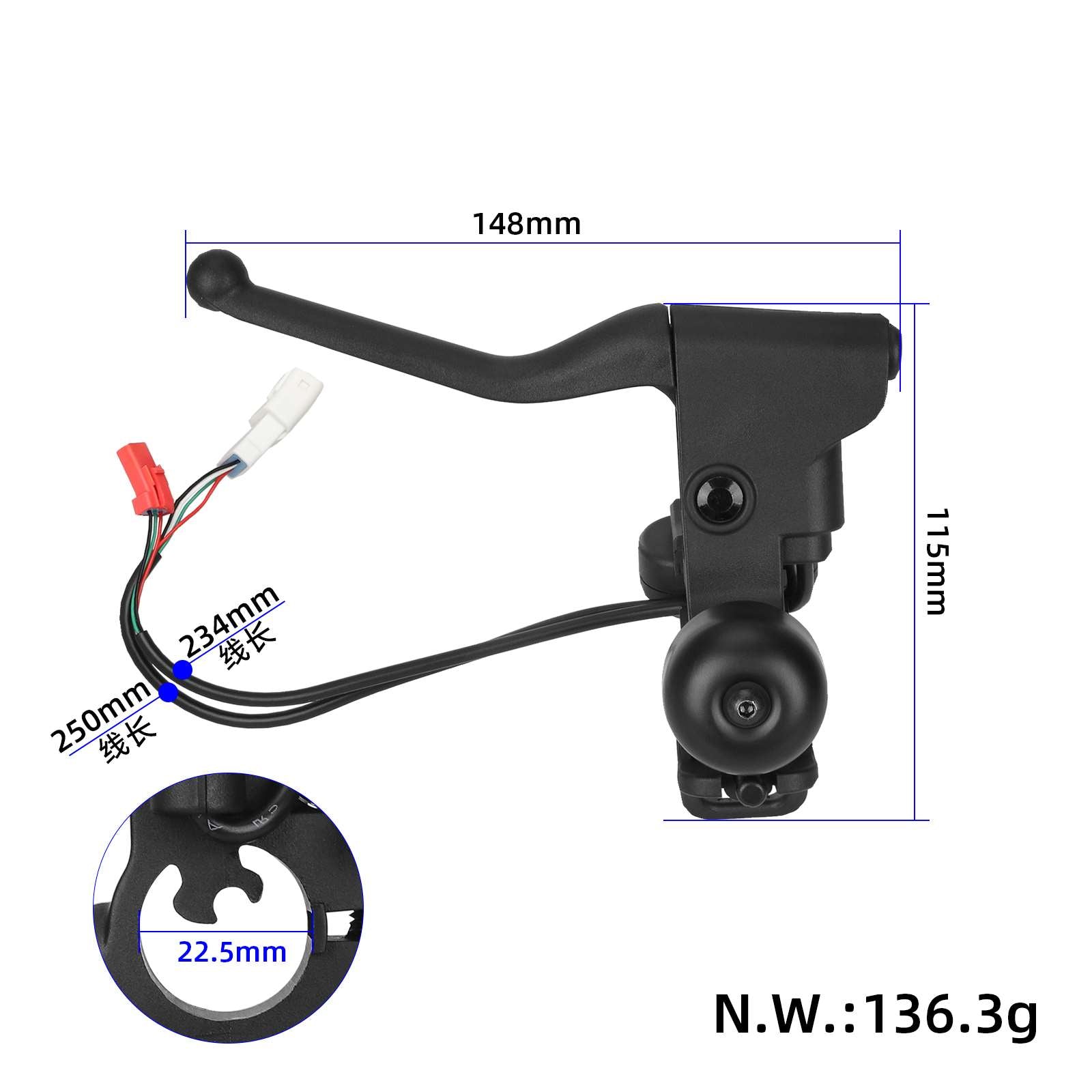 Original left brake lever avec side bell et steering buttons pour Xiaomi Elite trottinette