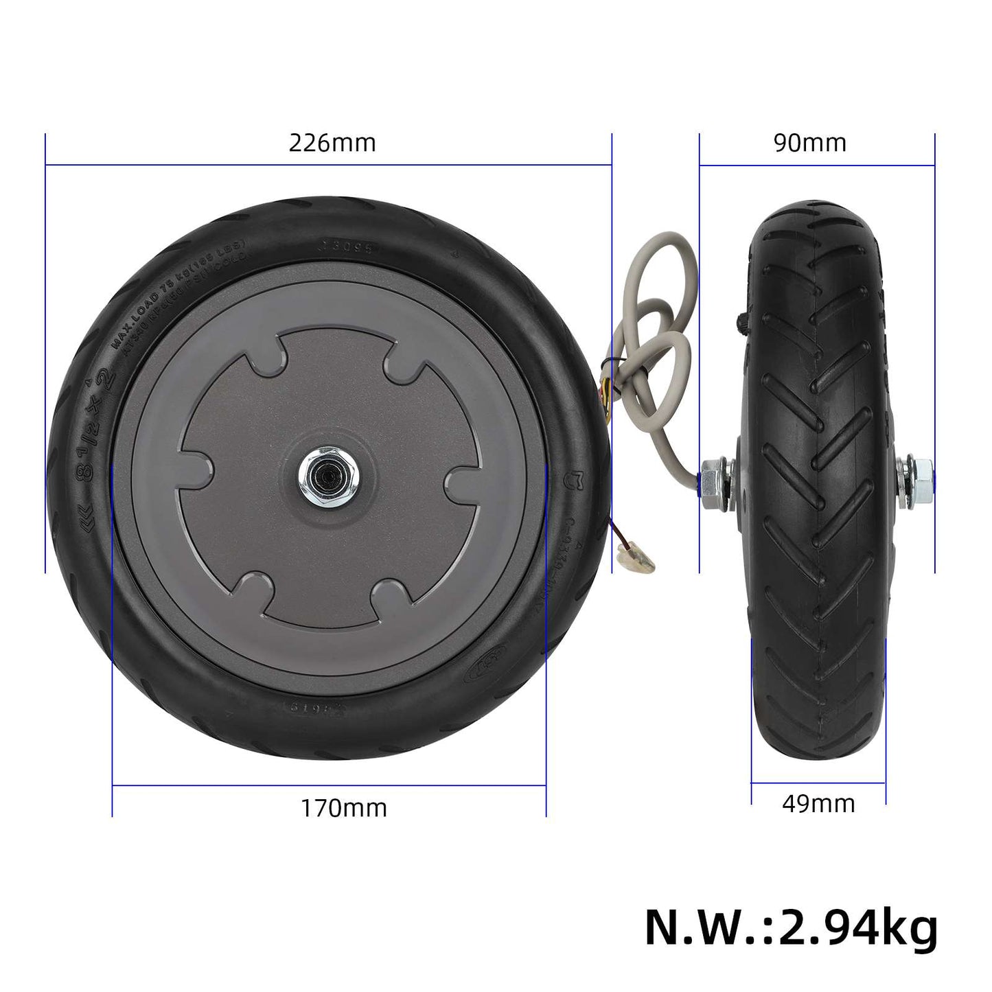 Original 8.5-inch gris L25 hub motor assembly pour Xiaomi M365/1S/Pro trottinette