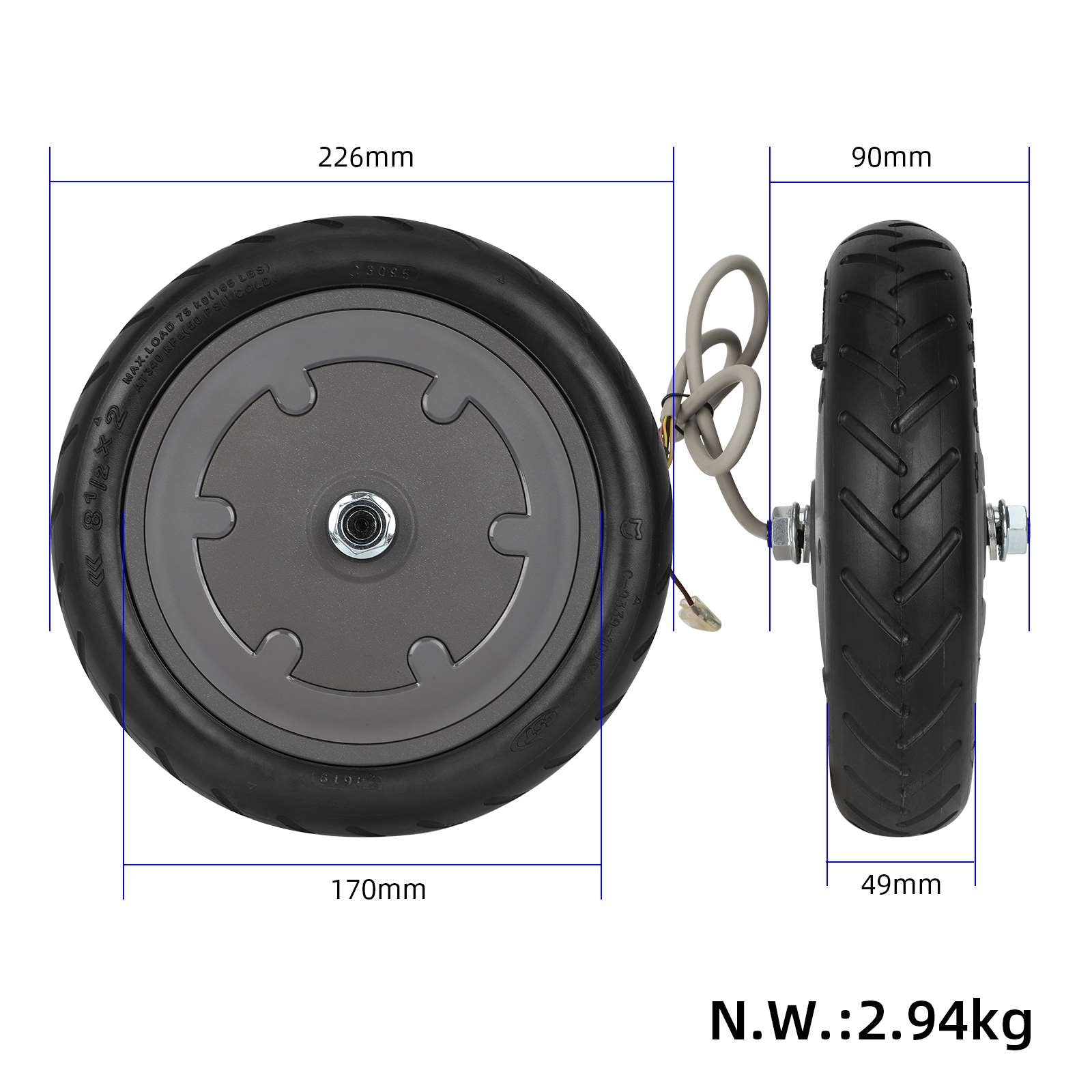 Original 8.5-inch gris L25 hub motor assembly pour Xiaomi M365/1S/Pro trottinette