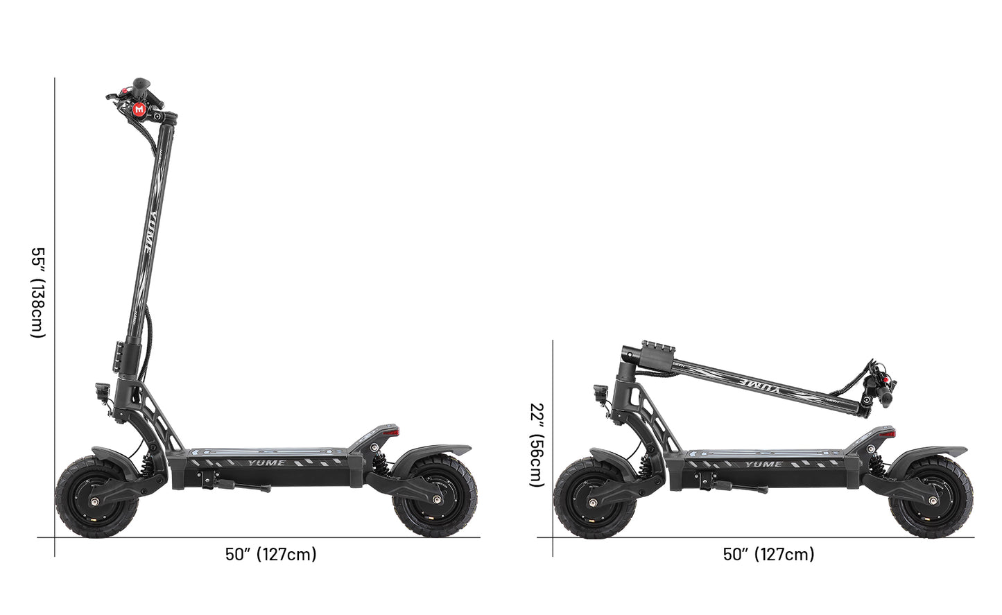 YUME HAWK 2*1200W Freins et suspensions Hydrauliques, fourni avec amortisseur de direction et divers accessoires.