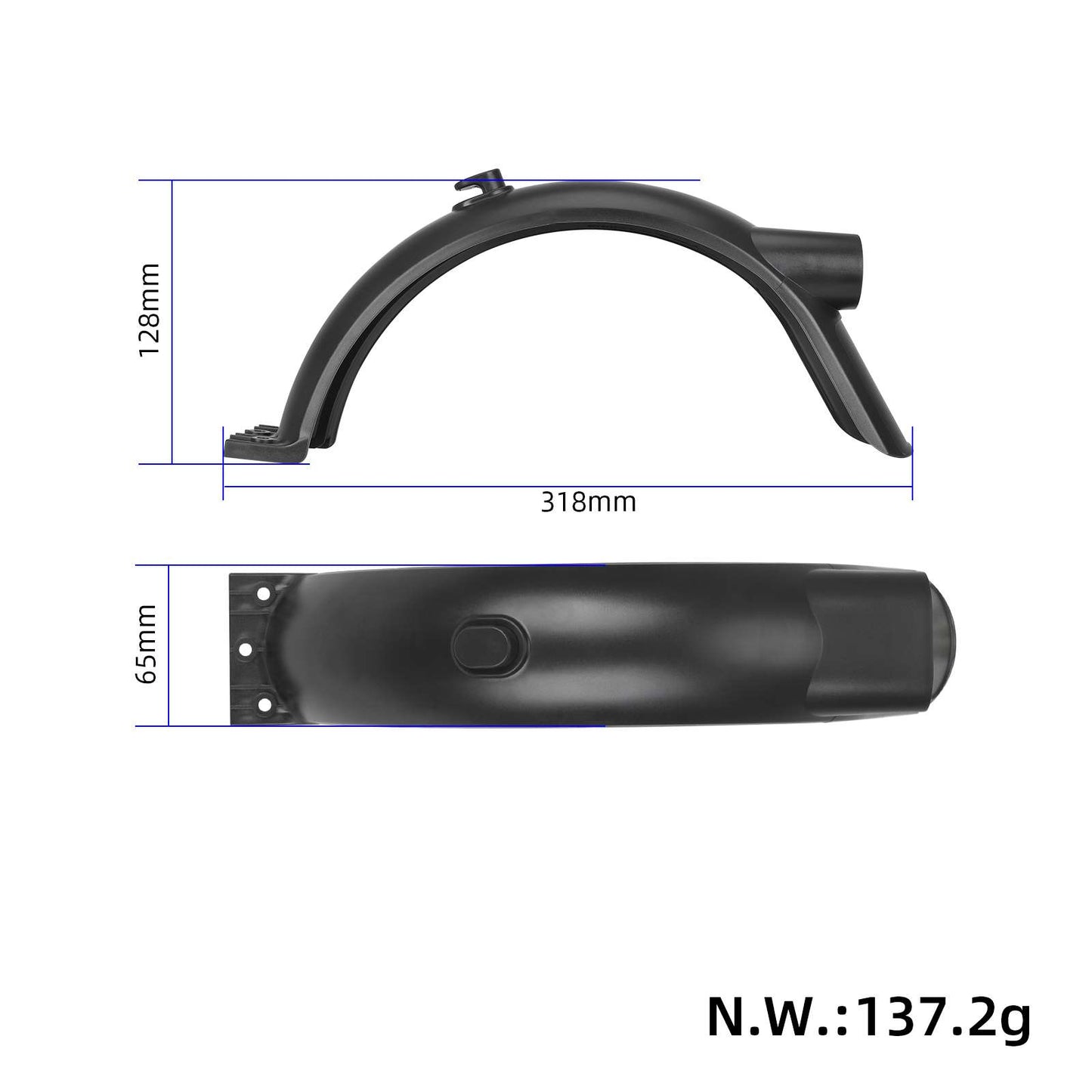 Noir Xiaomi 4 rear garde-boue avec crochet