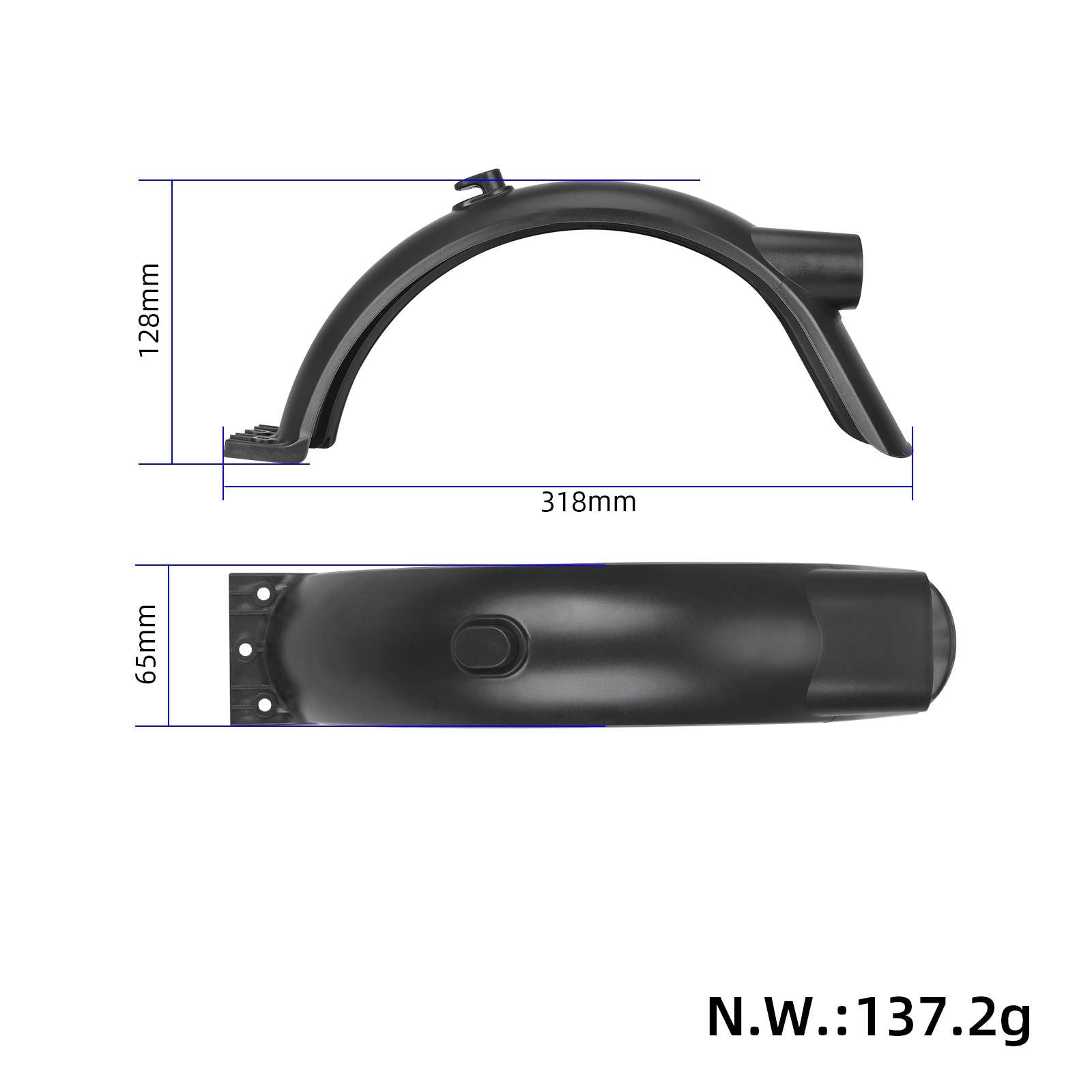 Noir Xiaomi 4 rear garde-boue avec crochet