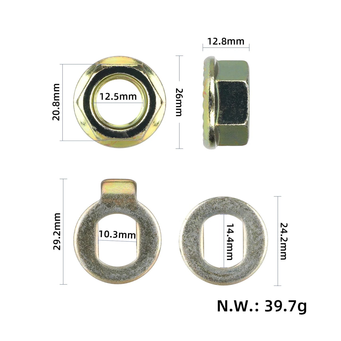 14mm bolt avec nut pour Kukirin G2Max/G2Master/G4max/G3Pro motor