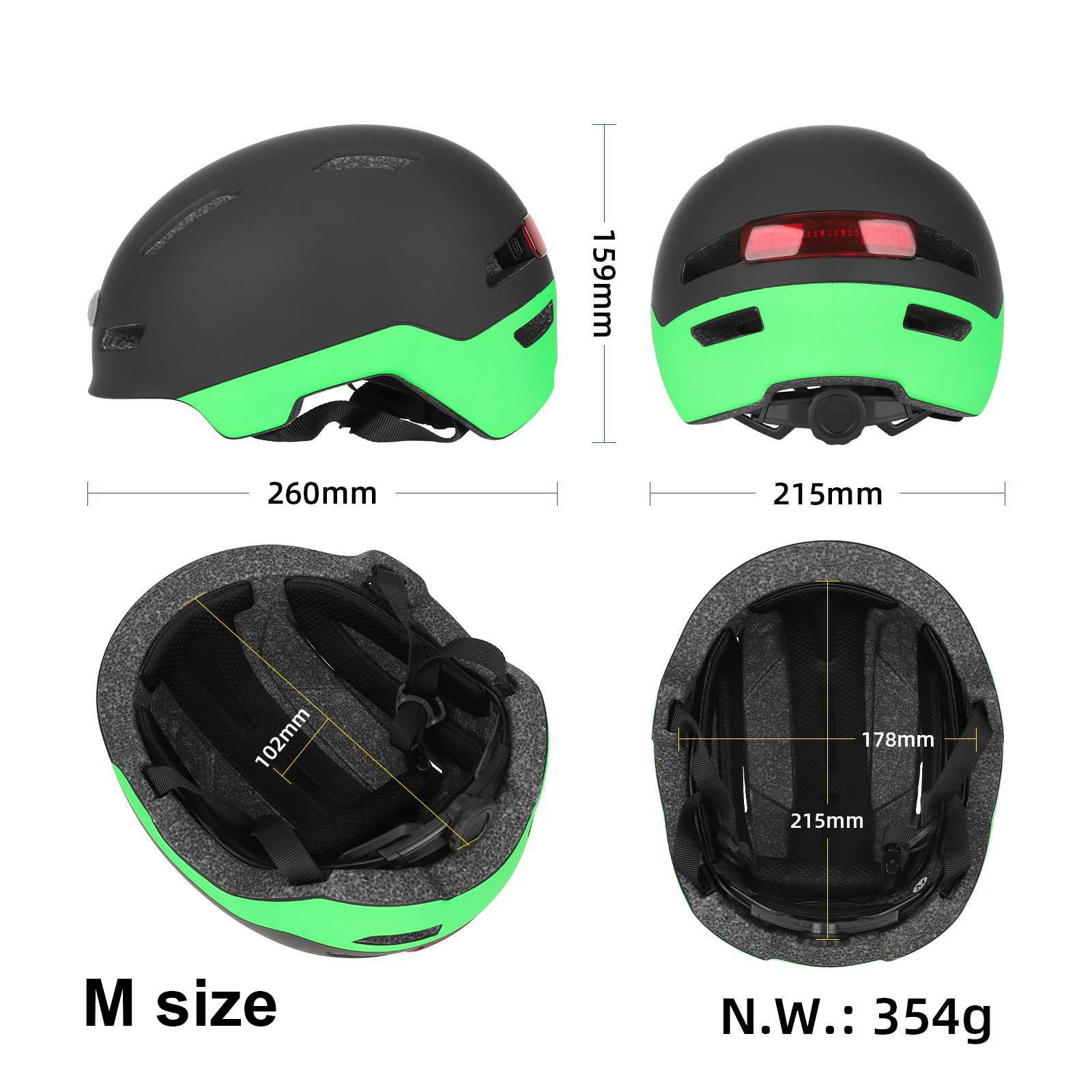 Ulip vert noir M Size U002 Lighted casque