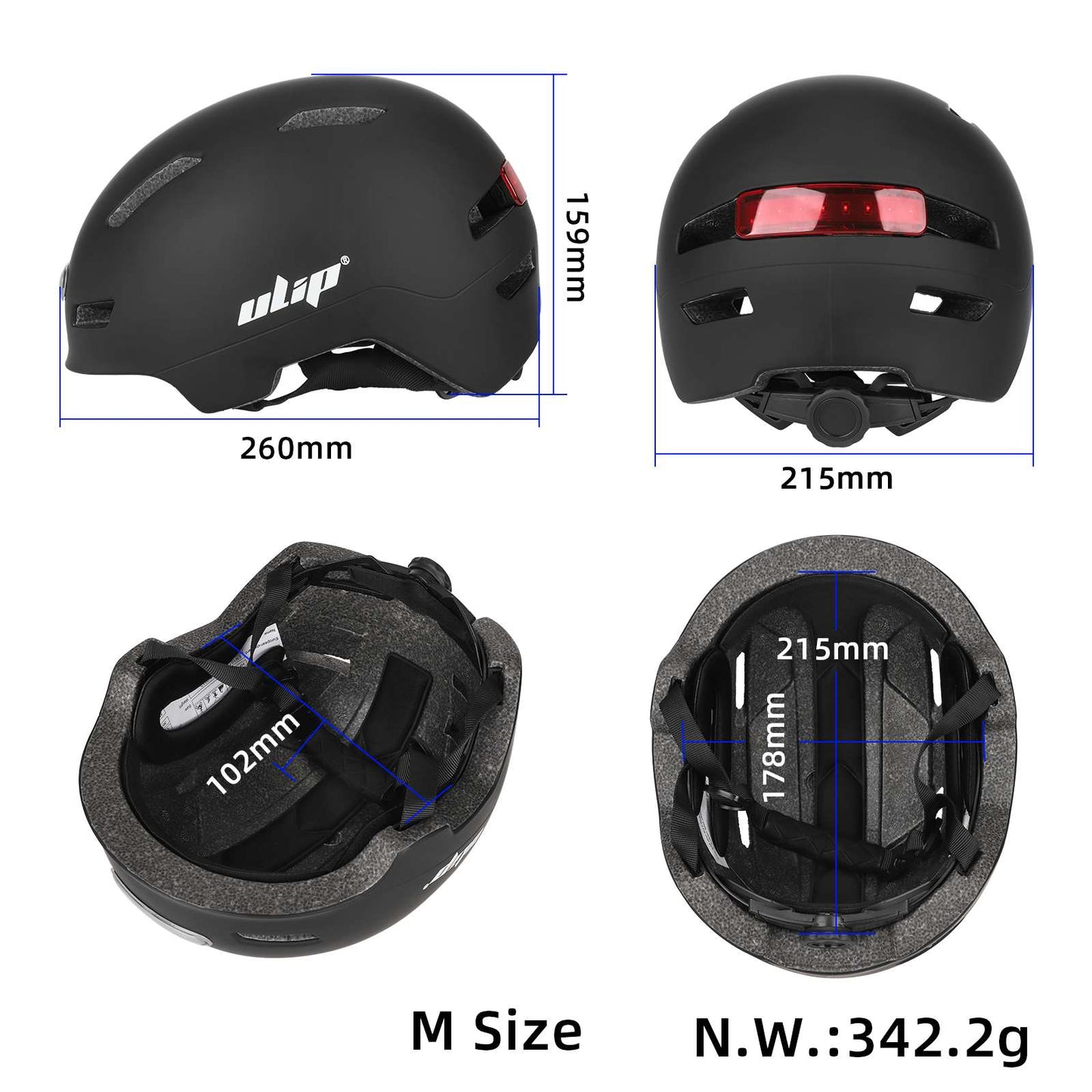 Ulip noir M size U002 casque avec light