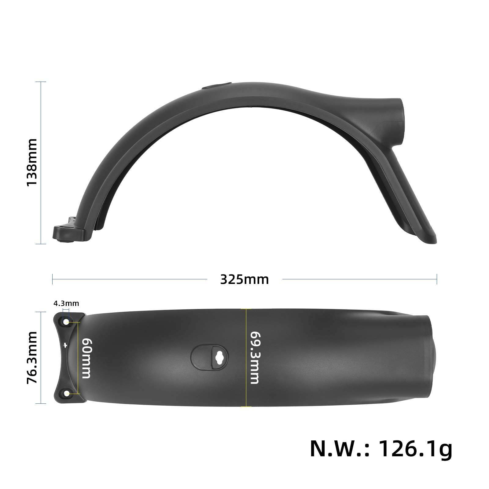 Original rear garde-boue avec crochet pour Xiaomi Elite trottinette