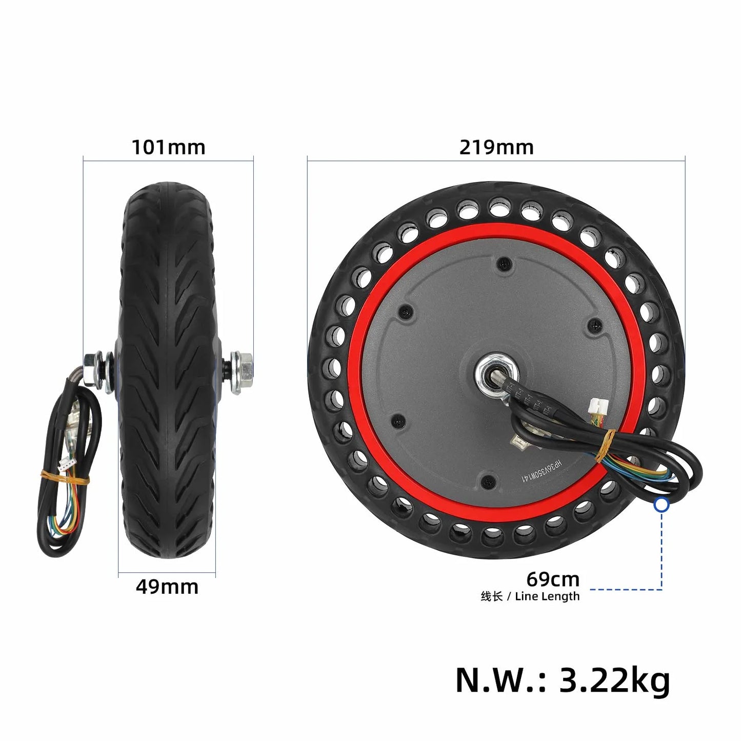 36V350W 8.5 inch Pro motor avec 8 1/2*2 porous pneu plein(pour Pro trottinette)