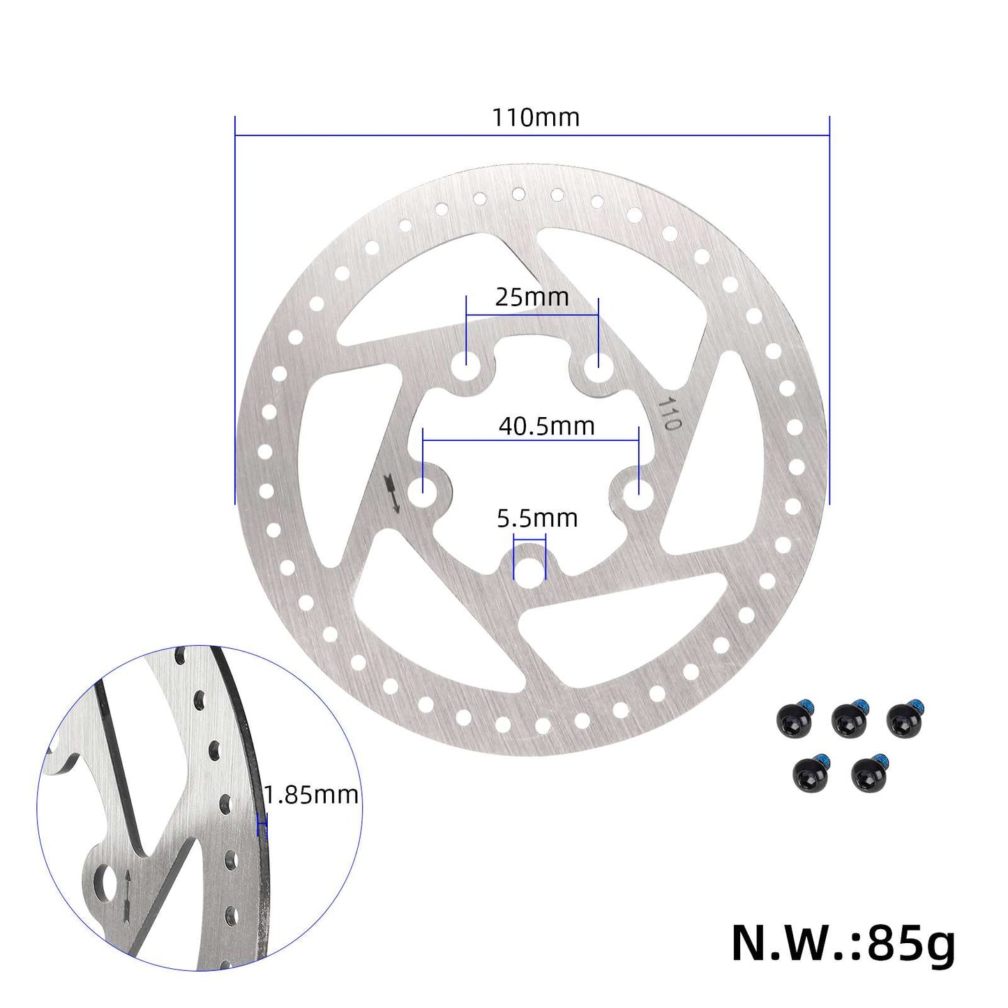 110mm 5-hole disque de frein pour M365/1S