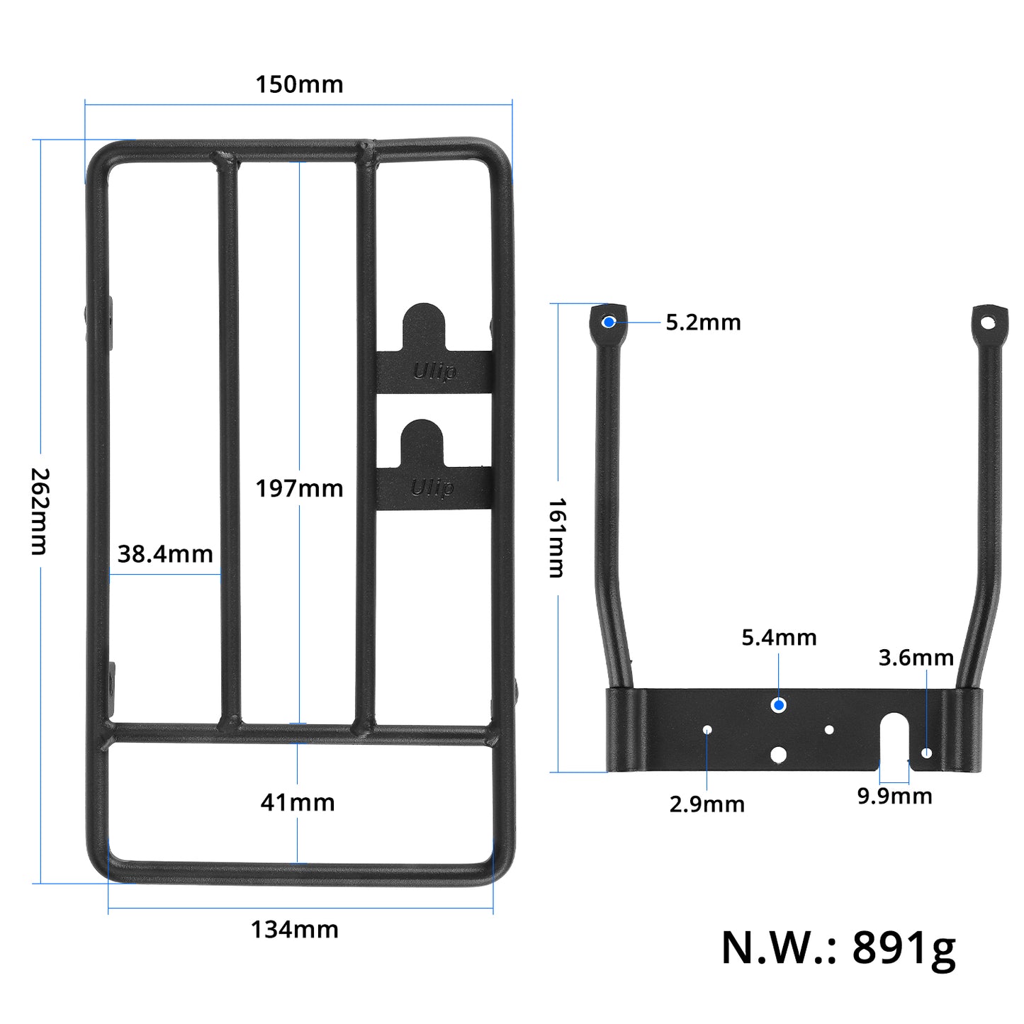 Ulip Folded Rear Rack Storage Shelf pour xiaomi trottinettes