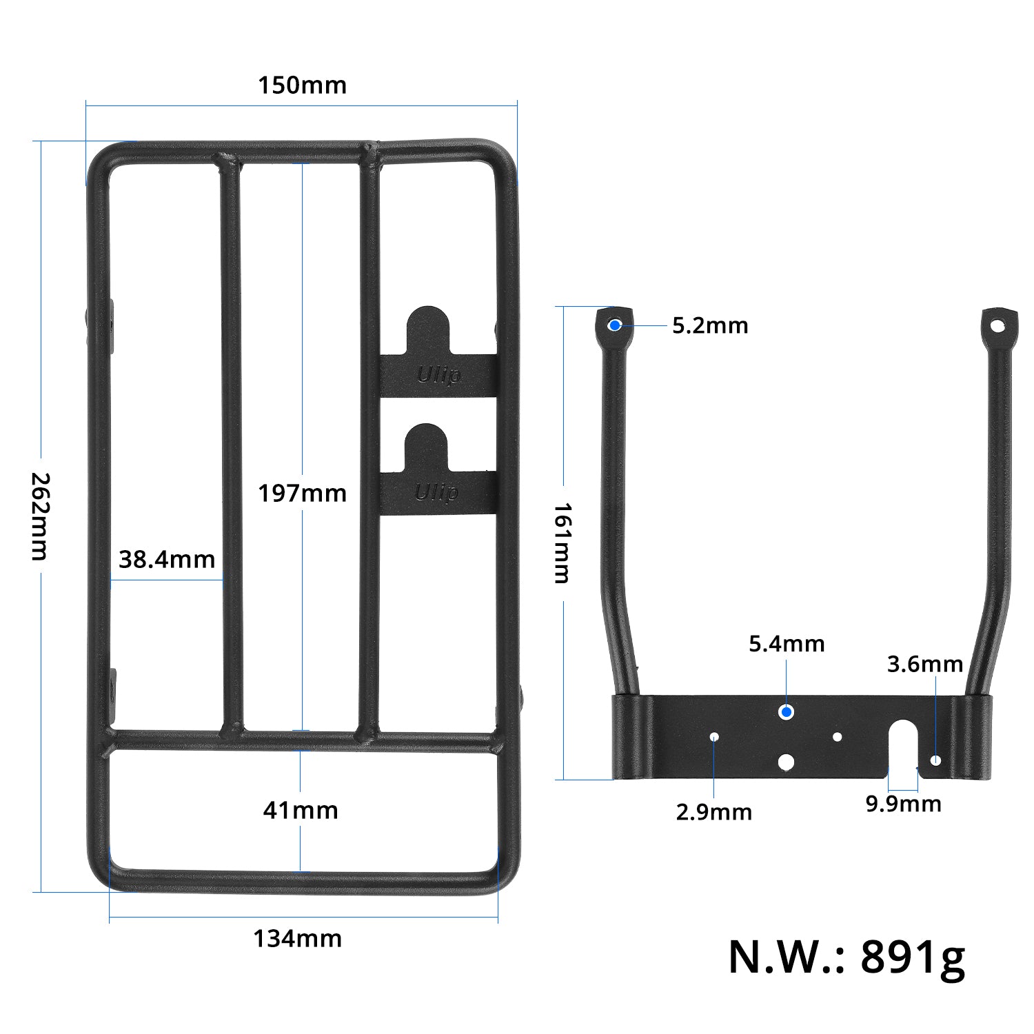 Ulip Folded Rear Rack Storage Shelf pour xiaomi trottinettes