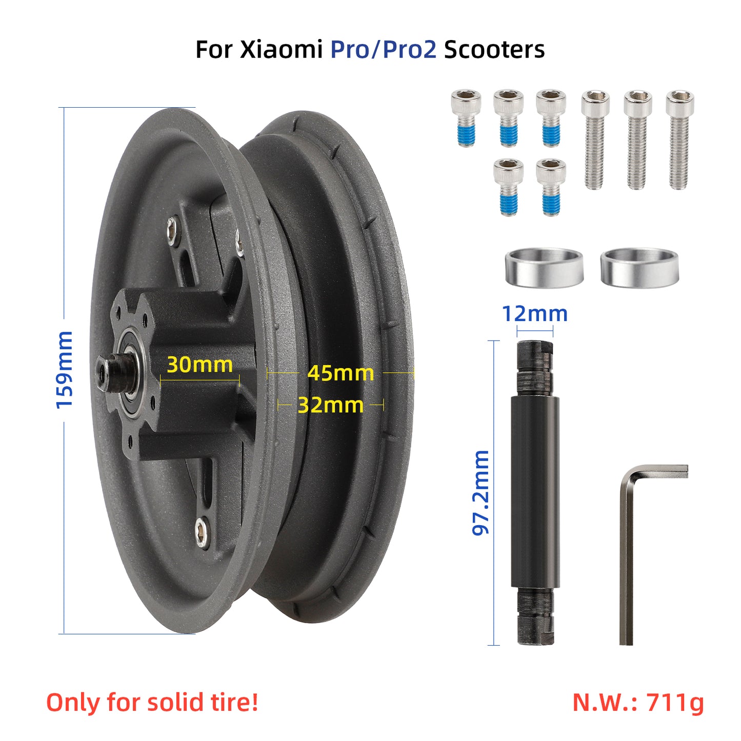 Gris Ulip Split Rear Hub pour Xiaomi Pro/Pro2 trottinettes