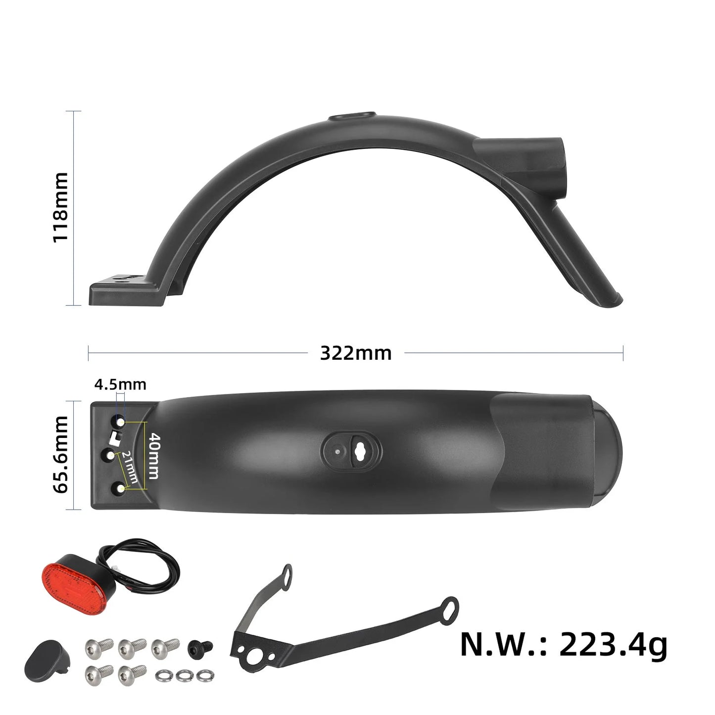Xiaomi 5 Rear garde-boue avec crochet + Rear feu arrière + Bracket + vis