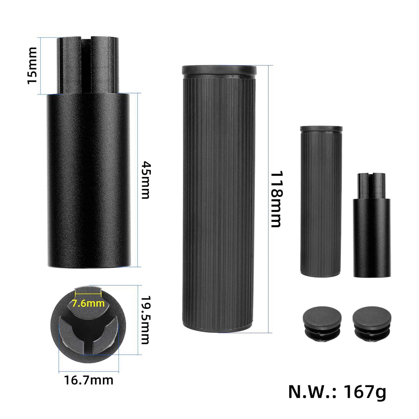 Noir Ulip silicone guidon extender kit sans light pour xiaomi et Ninebot ES series trottinettes