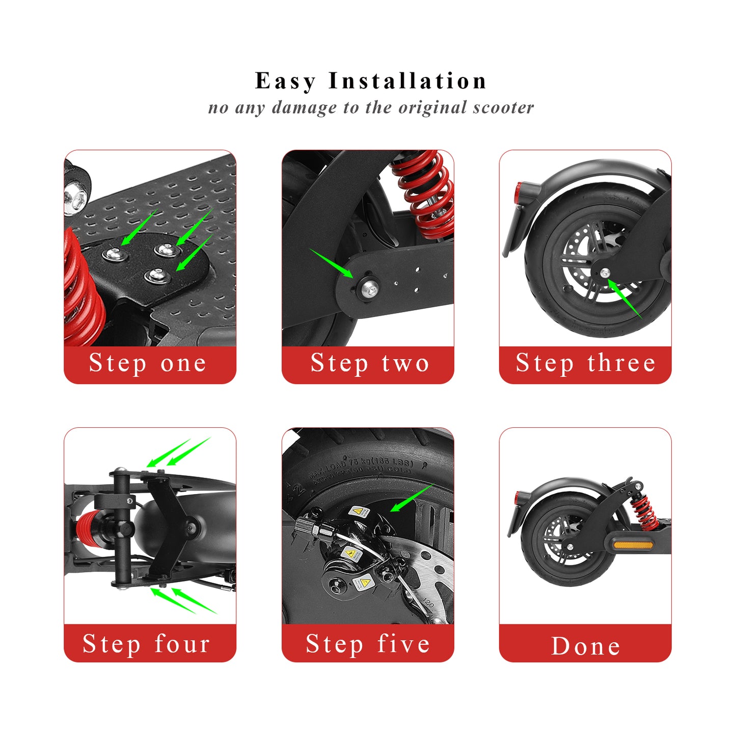 Rouge V2 suspension arrière avec garde-boue et feu arrière pour Pro et Pro 2 trottinette