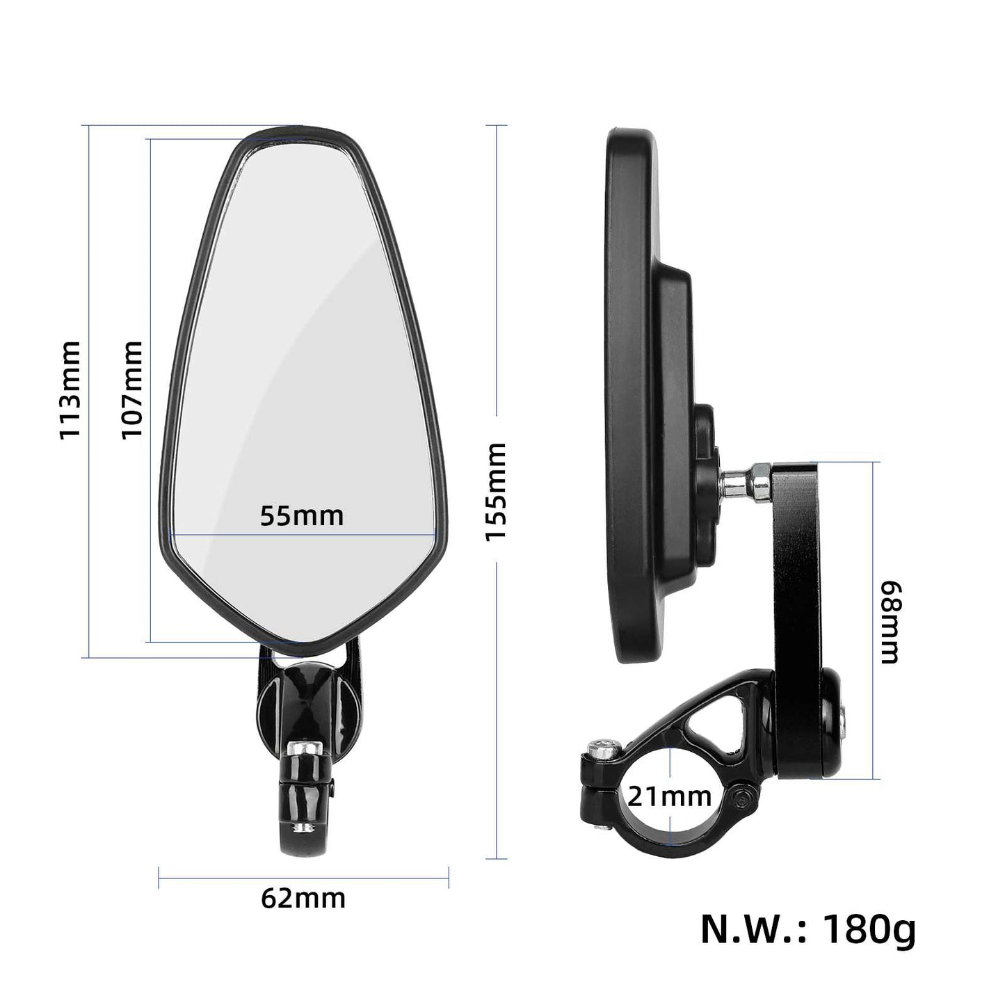 Noir 7/8" 22mm Motorcycle Mirrors