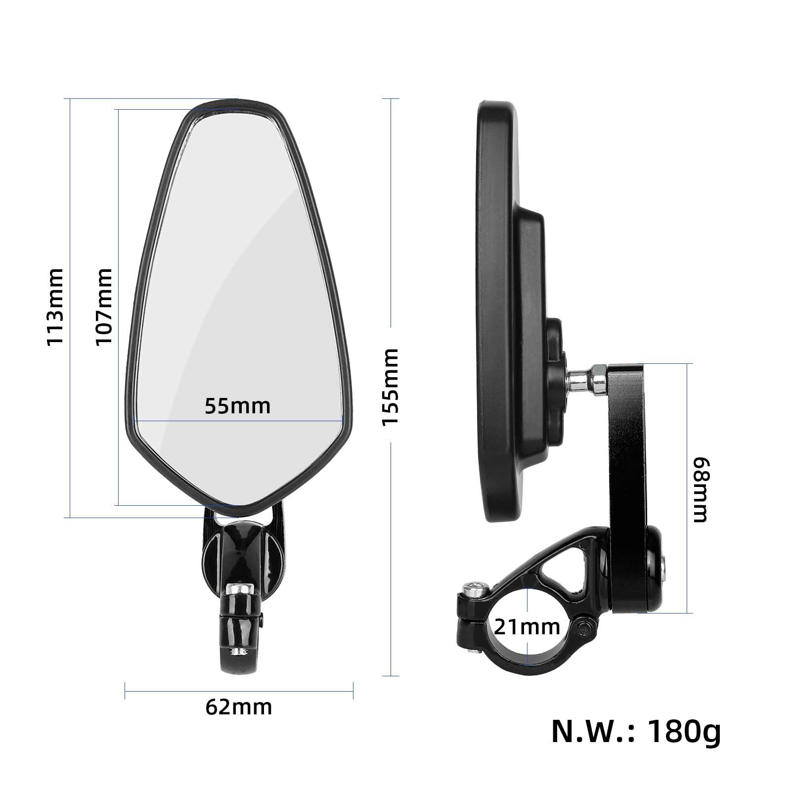 Noir 7/8" 22mm Motorcycle Mirrors