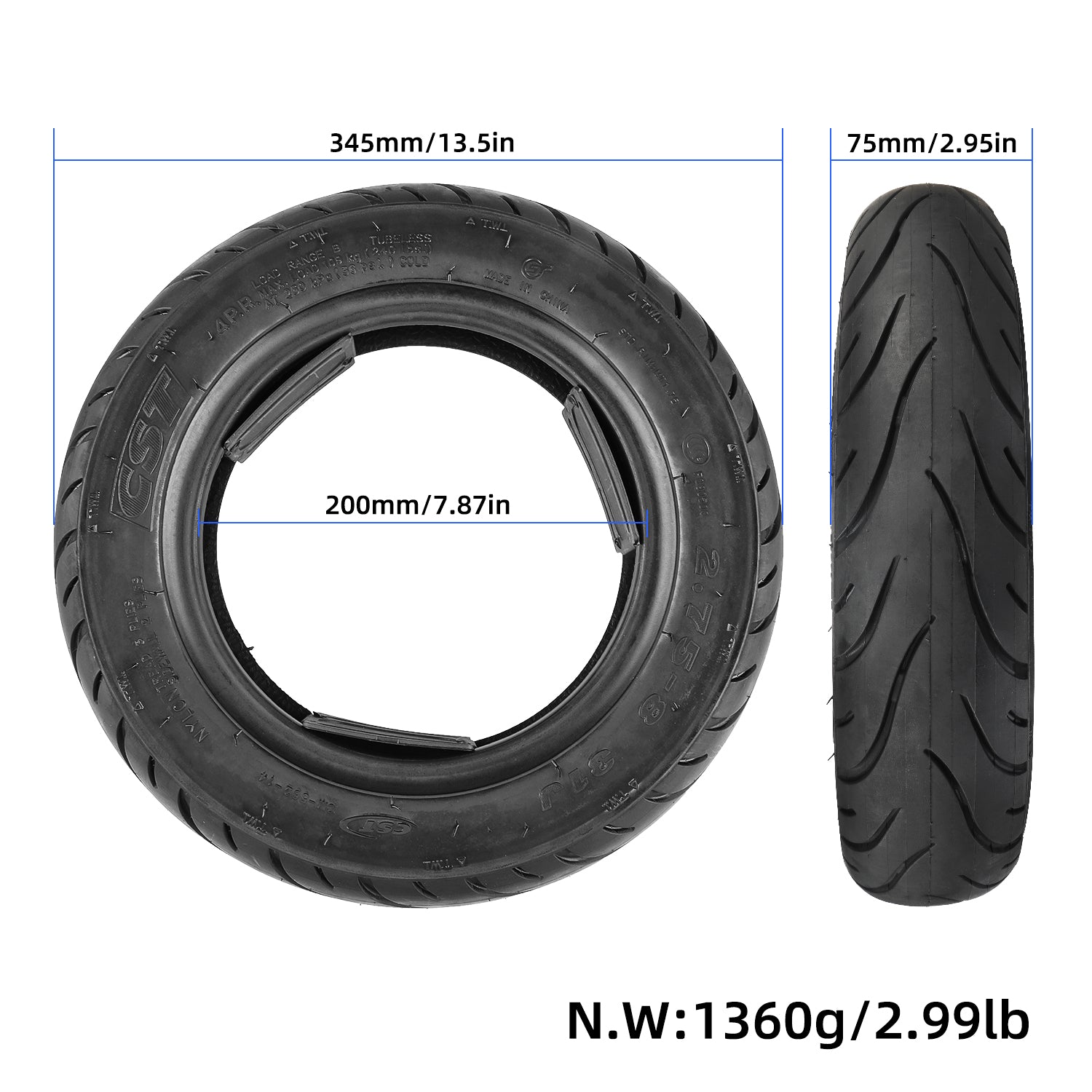 CST 2.75-8 pneu tubeless