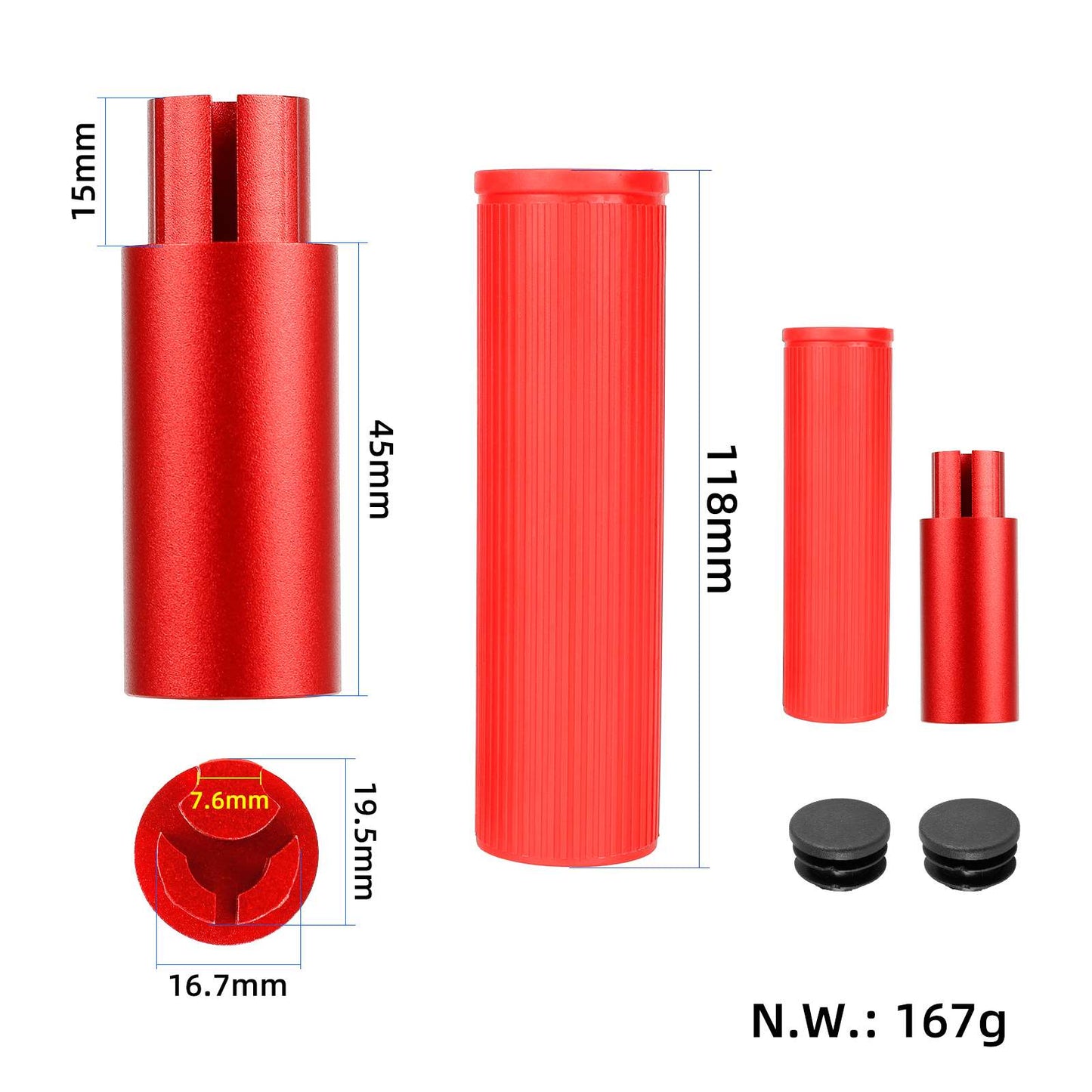 Rouge Ulip silicone guidon extender kit sans light pour xiaomi et Ninebot ES series trottinettes