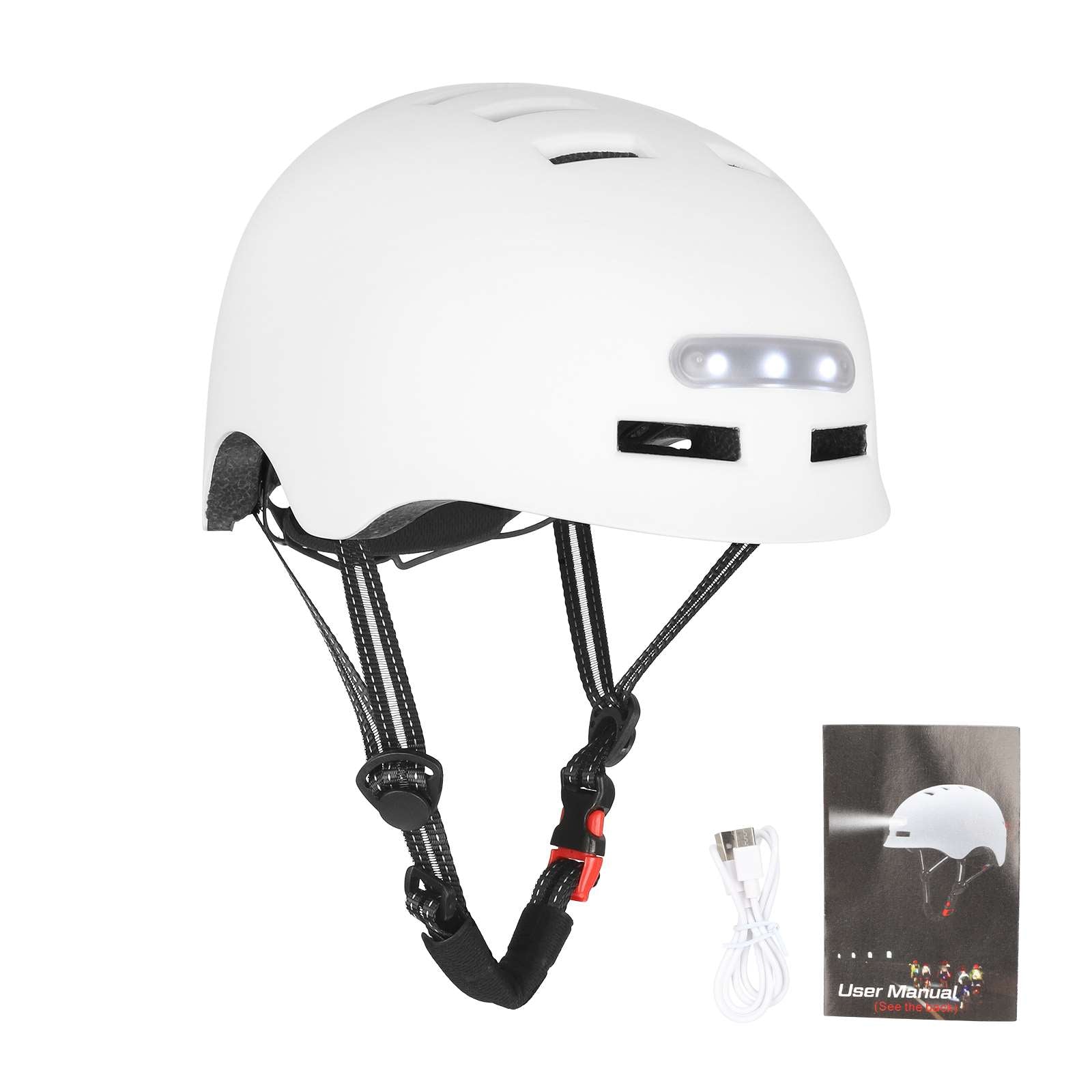 Blanc L size casque avec light