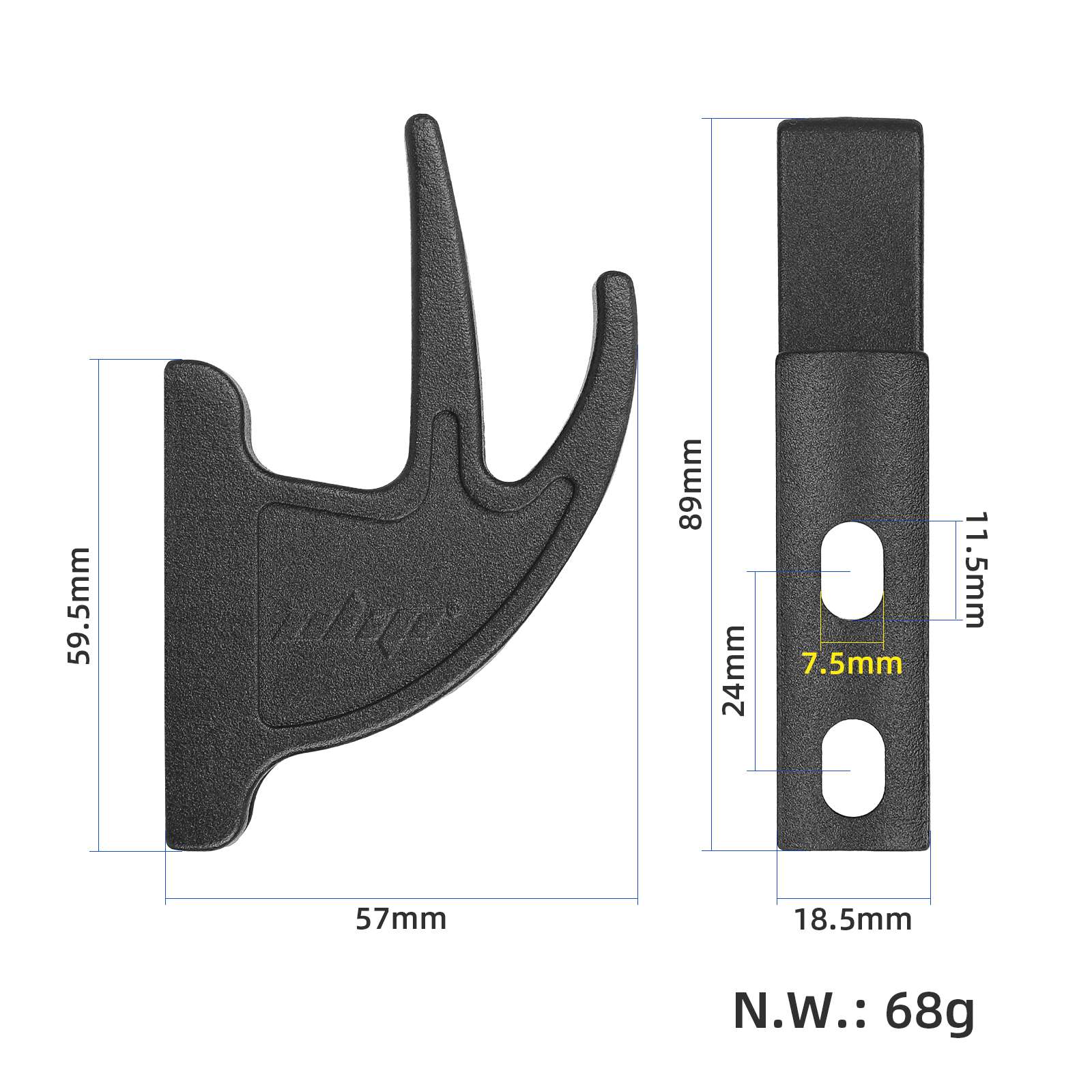 Noir Ulip front metal crochet pour M5 et M6 vis(pour Ninebot GT trottinette)