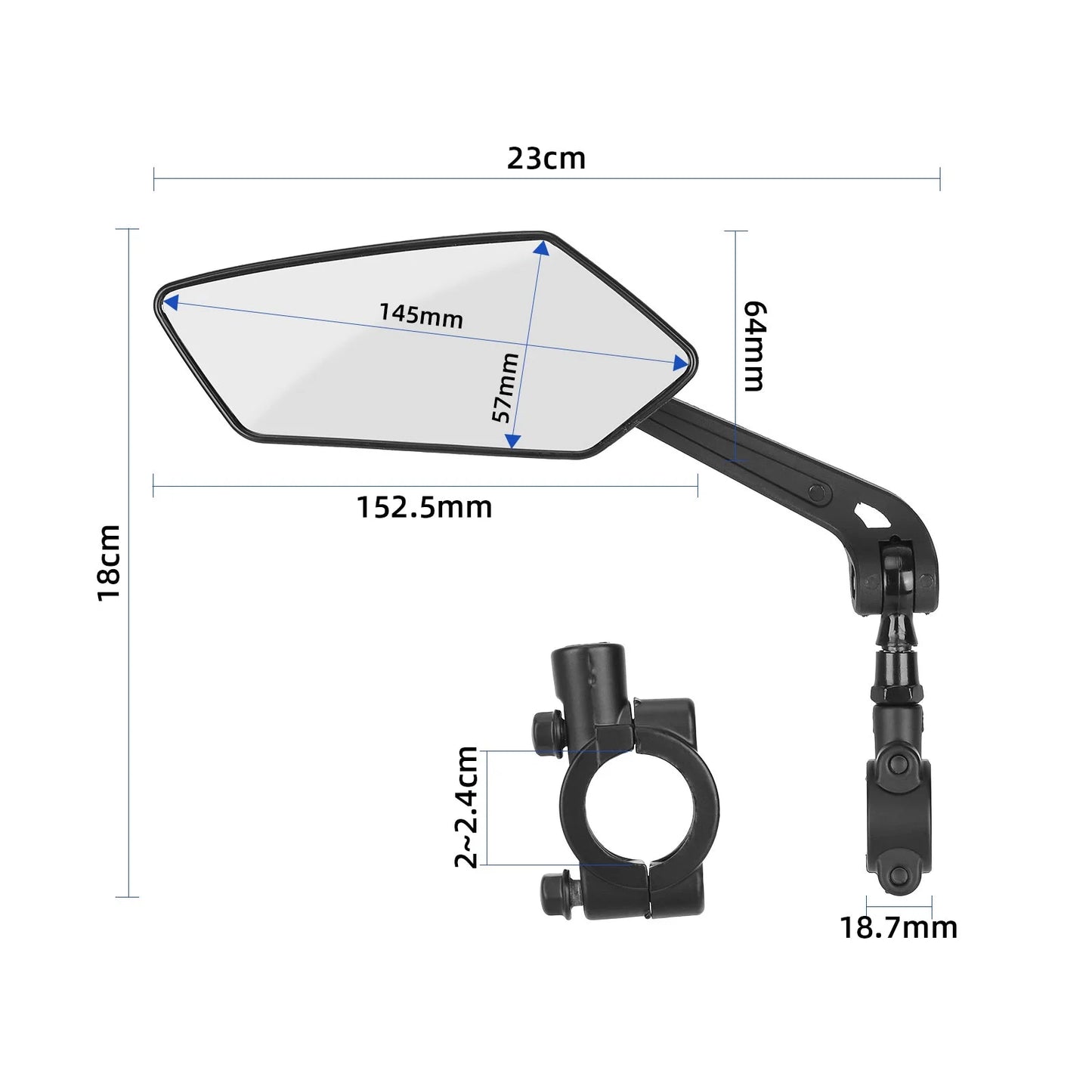 360-degree rotating vélo rétroviseur catadioptre(2 to 2.4cm)
