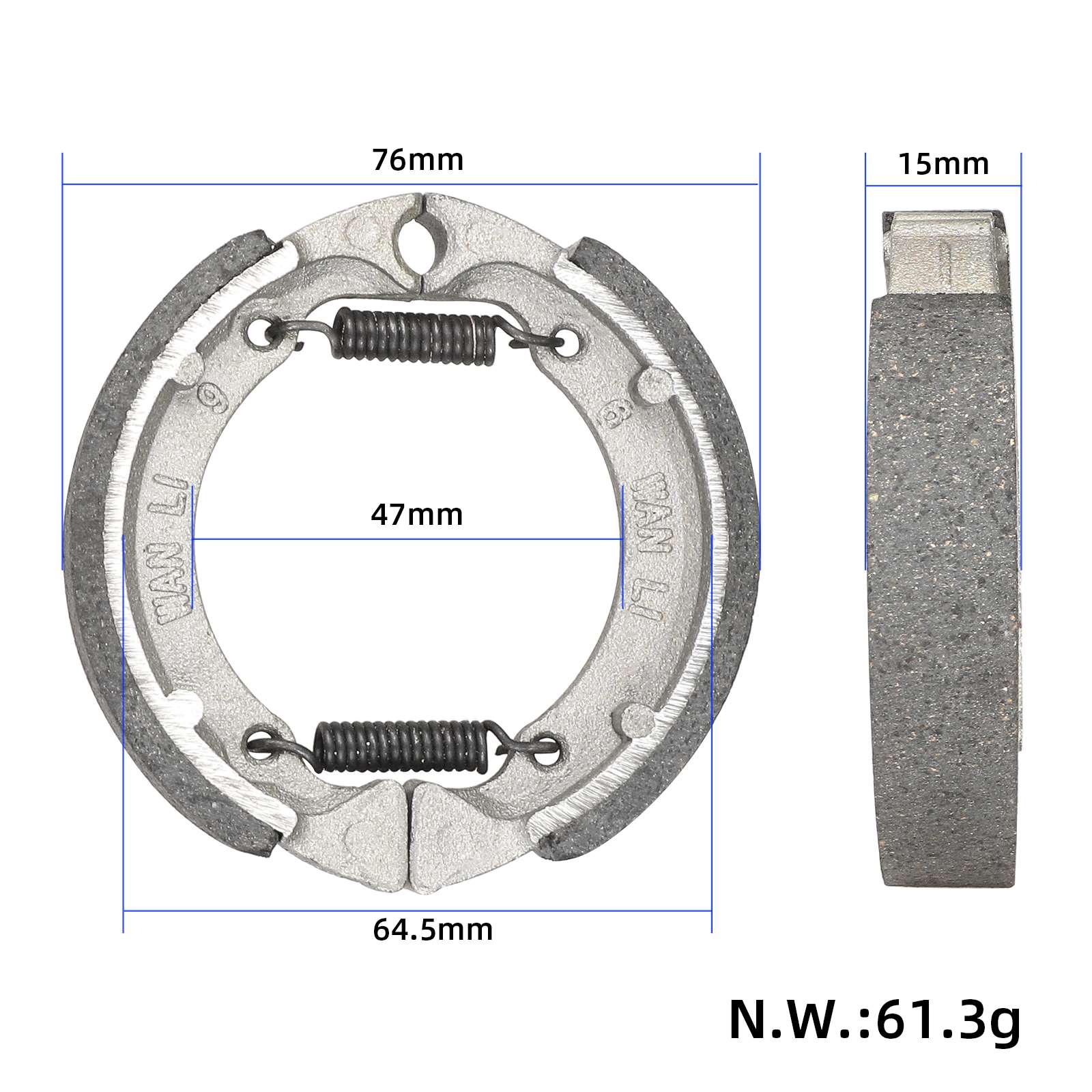 75*15mm frein à tambour cover pads