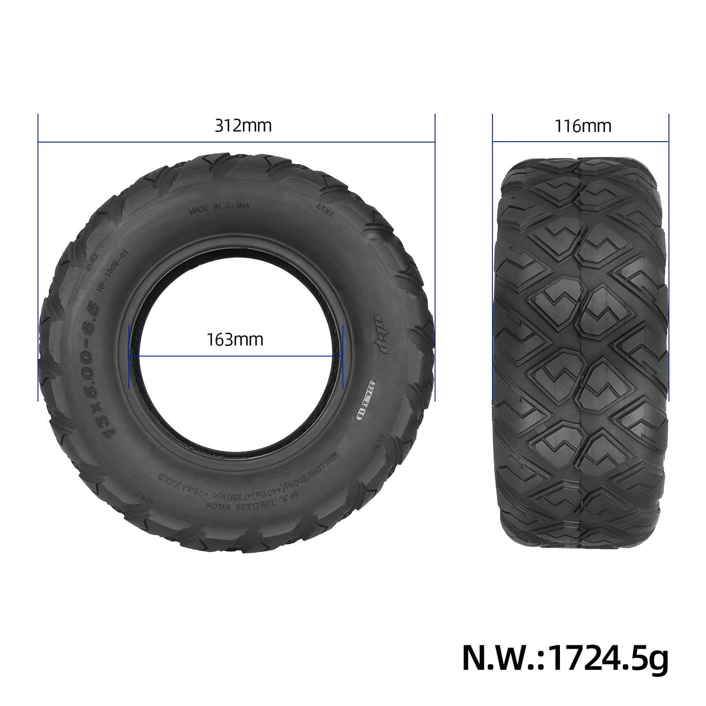 Ulip 13*5.00-6.5 tout-terrain pneu tubeless