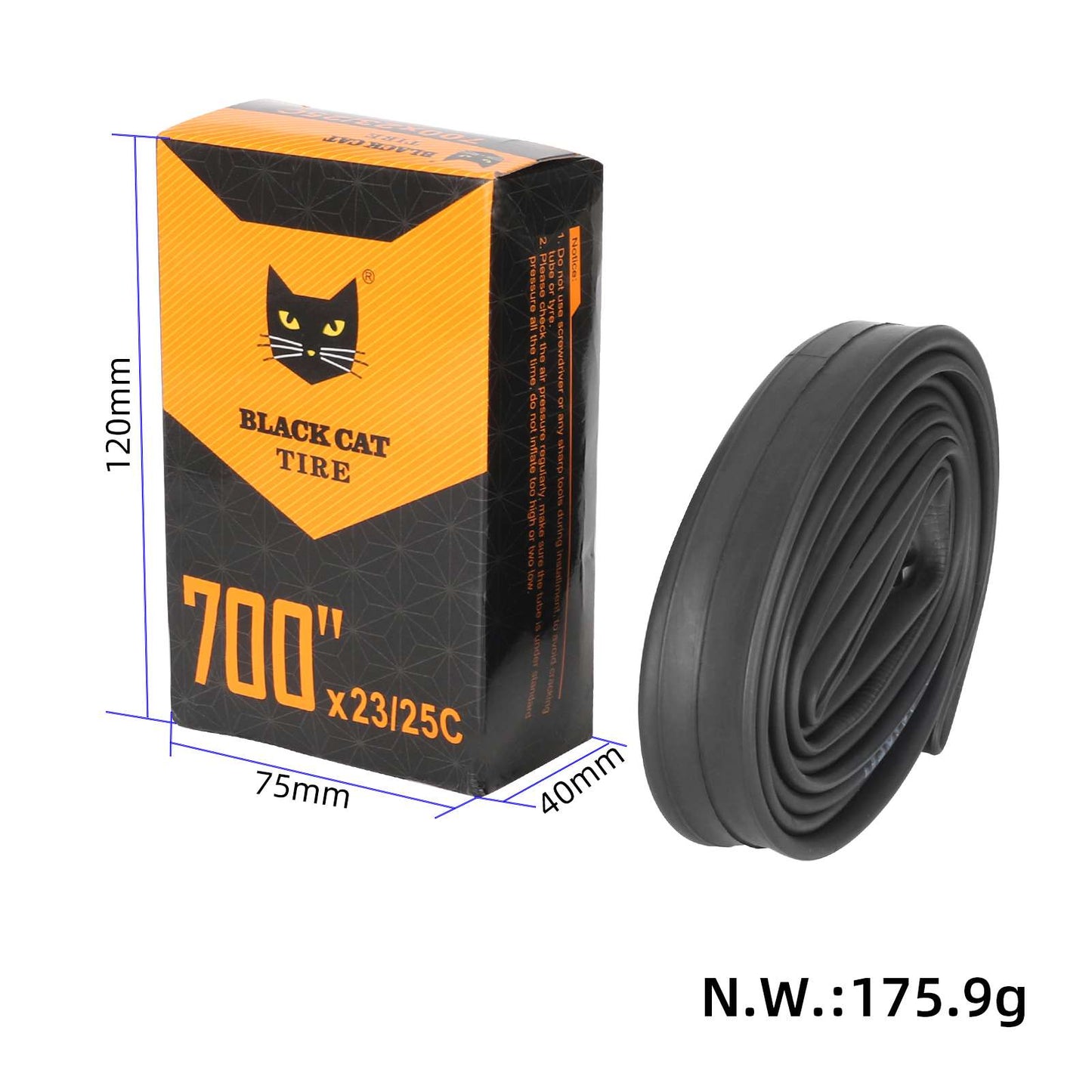 BLACKCAT 700*23/25C chambre à air avec Presta 60mm