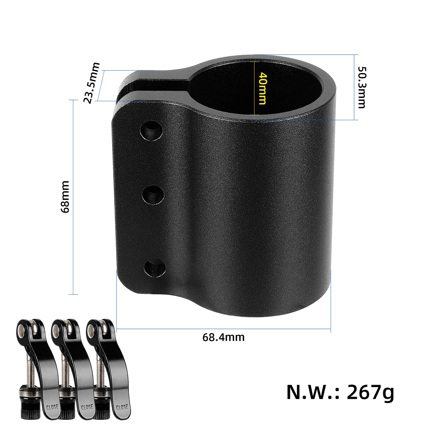 Noir clamp avec 3 lock pour Kaabo Mantis 10 trottinette