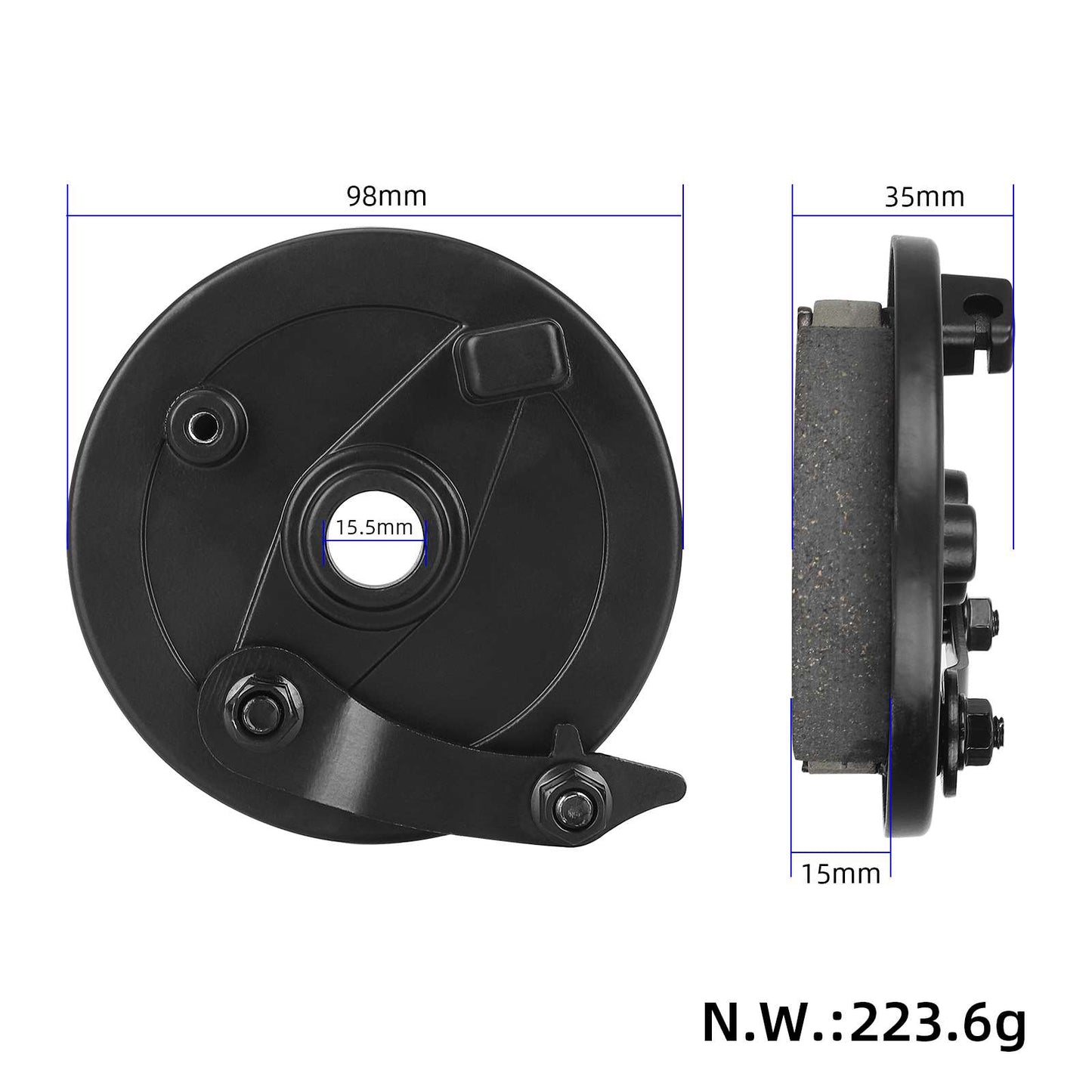Left frein à tambour assembly pour 8 et 10 inch