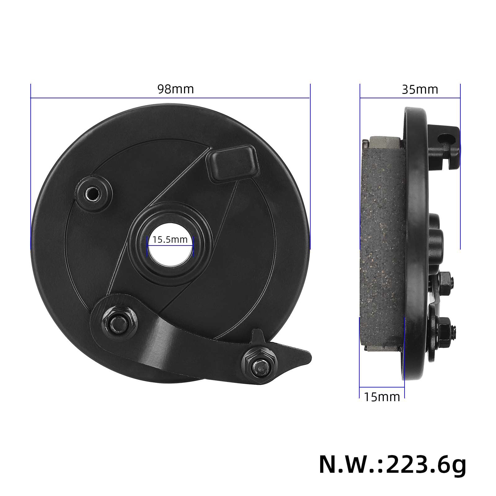 Left frein à tambour assembly pour 8 et 10 inch