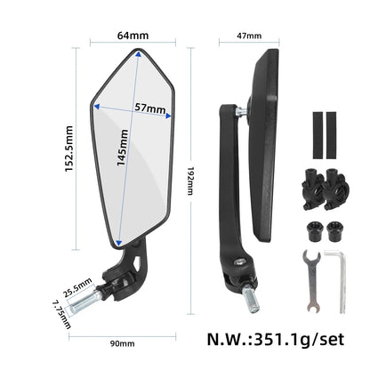 360-degree rotating vélo rétroviseur catadioptre(2 to 2.4cm)