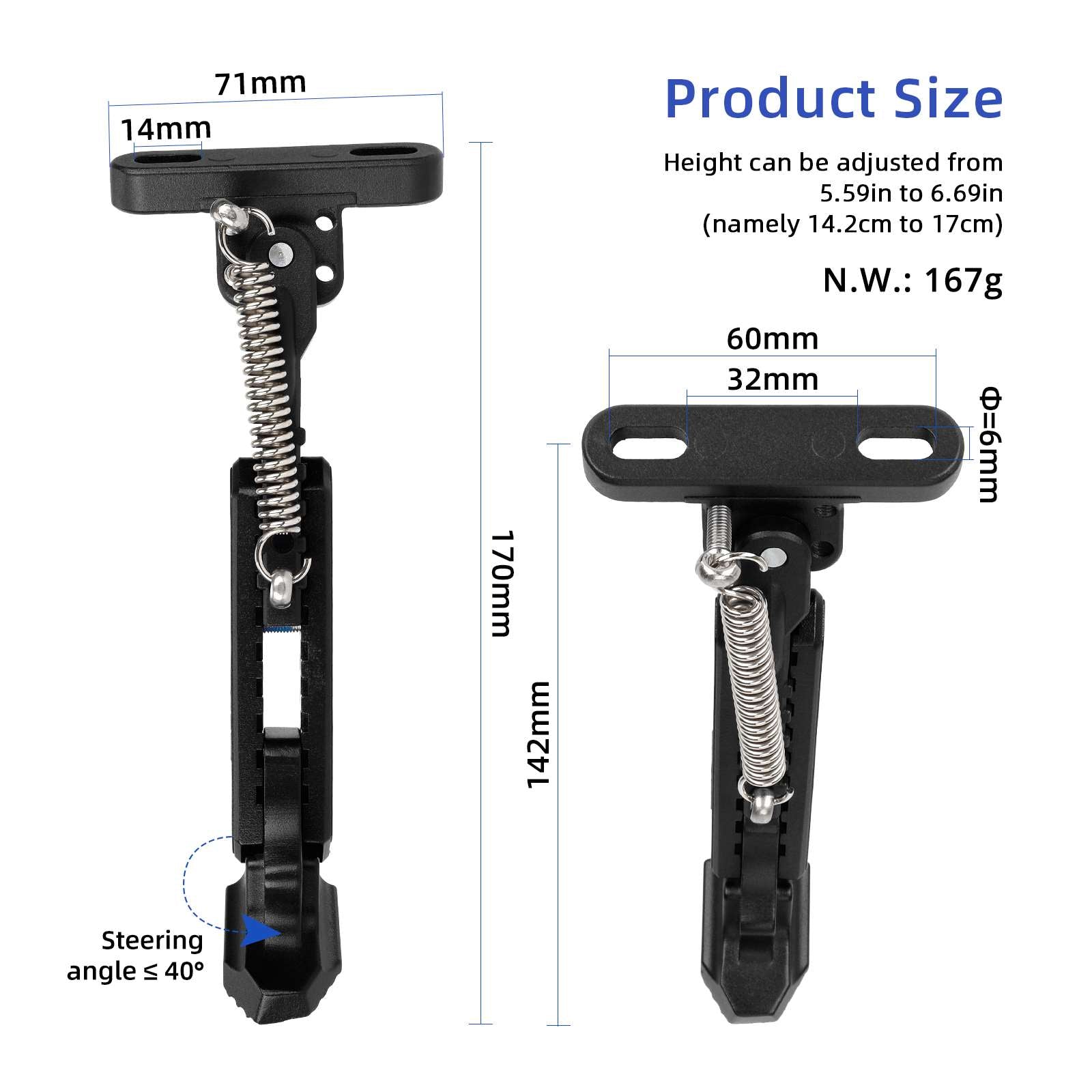 V2 noir adjustable béquille pour Xiaomi trottinettes