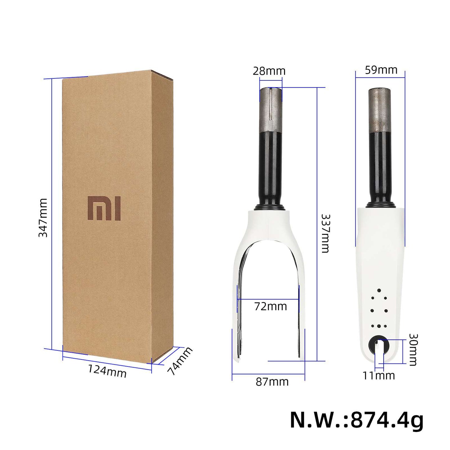 Original blanc fourche avant+plastic pièces pour Xiaomi M365 trottinette