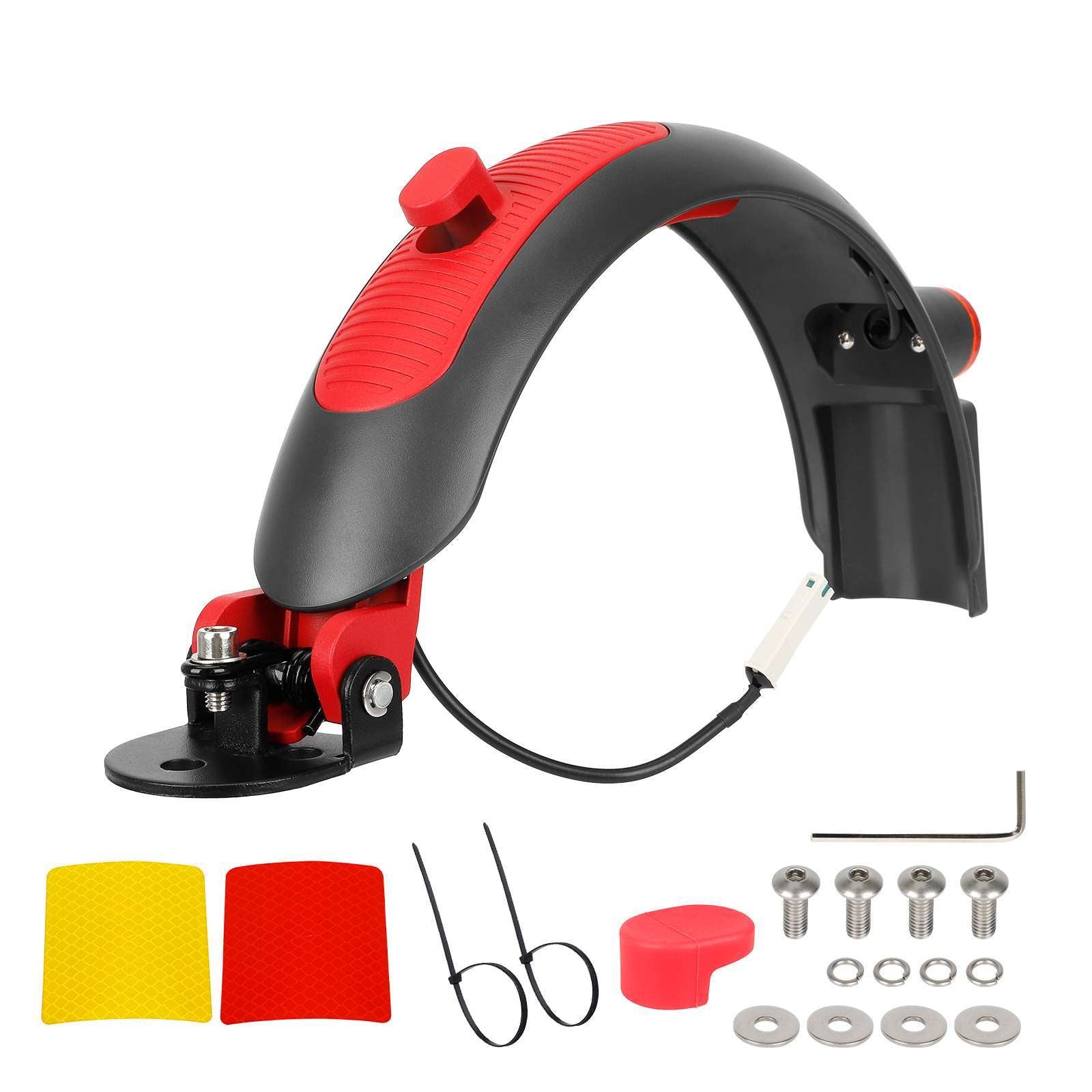 Gris rouge Ulip metal fender avec brake aluminum alloy high-end rear garde-boue (avec tail lights et vis outils)+1 jaune réfléchissant sticker+1 rouge réfléchissant sticker