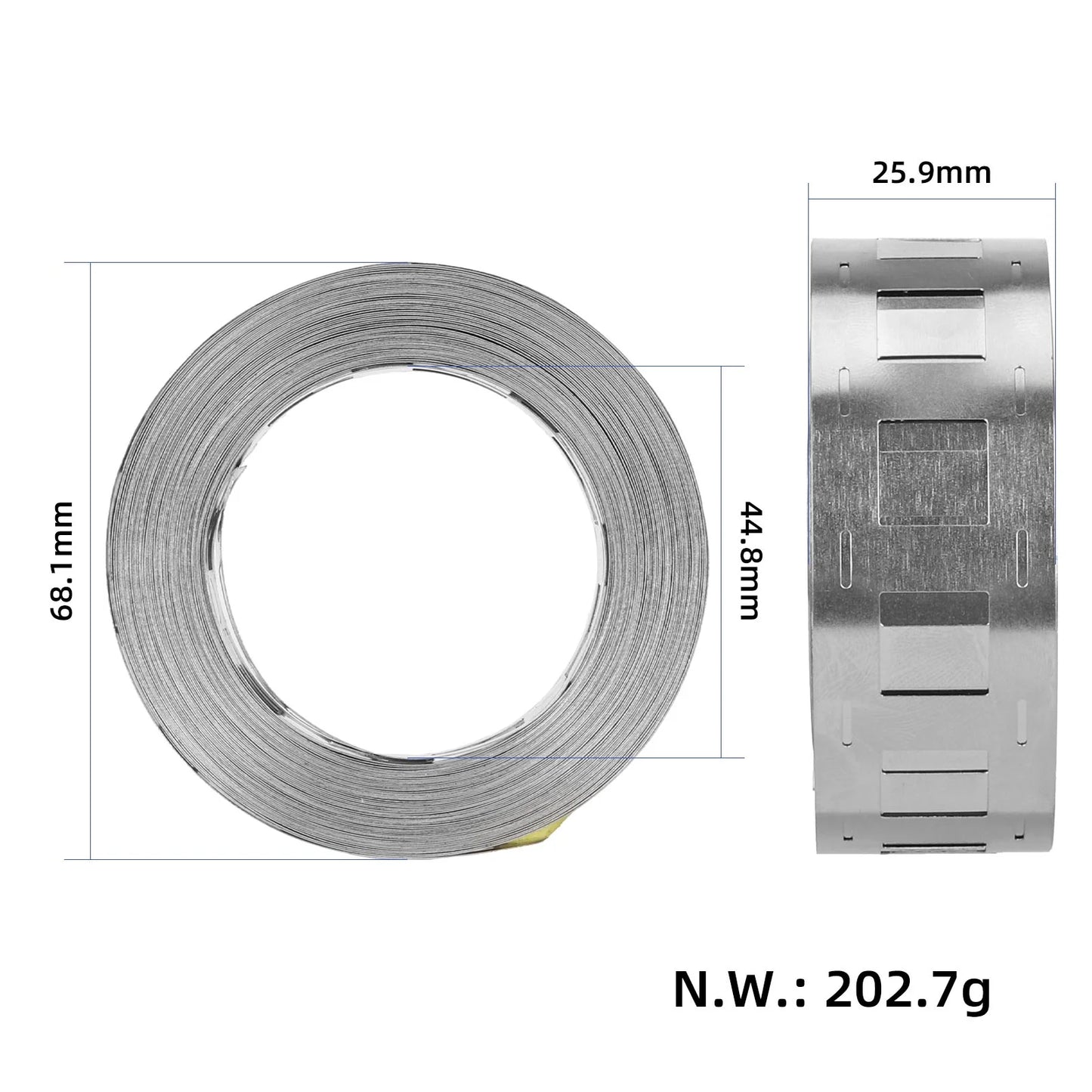 2P 18.5x0.15mm*10M batterie nickel of plated steel